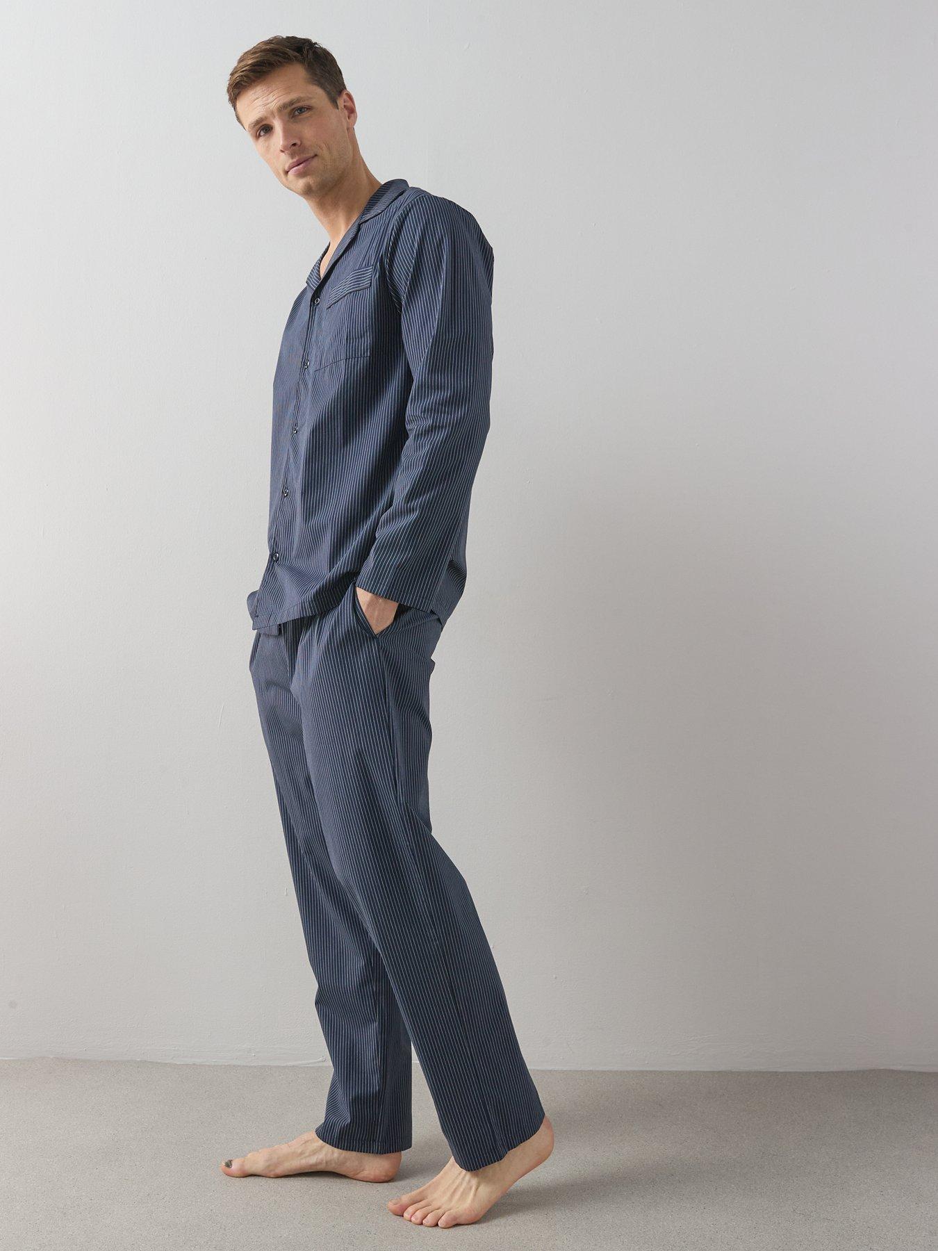 Image 3 of 7 of The Very Collection Pure Cotton Striped Revere Set - Navy