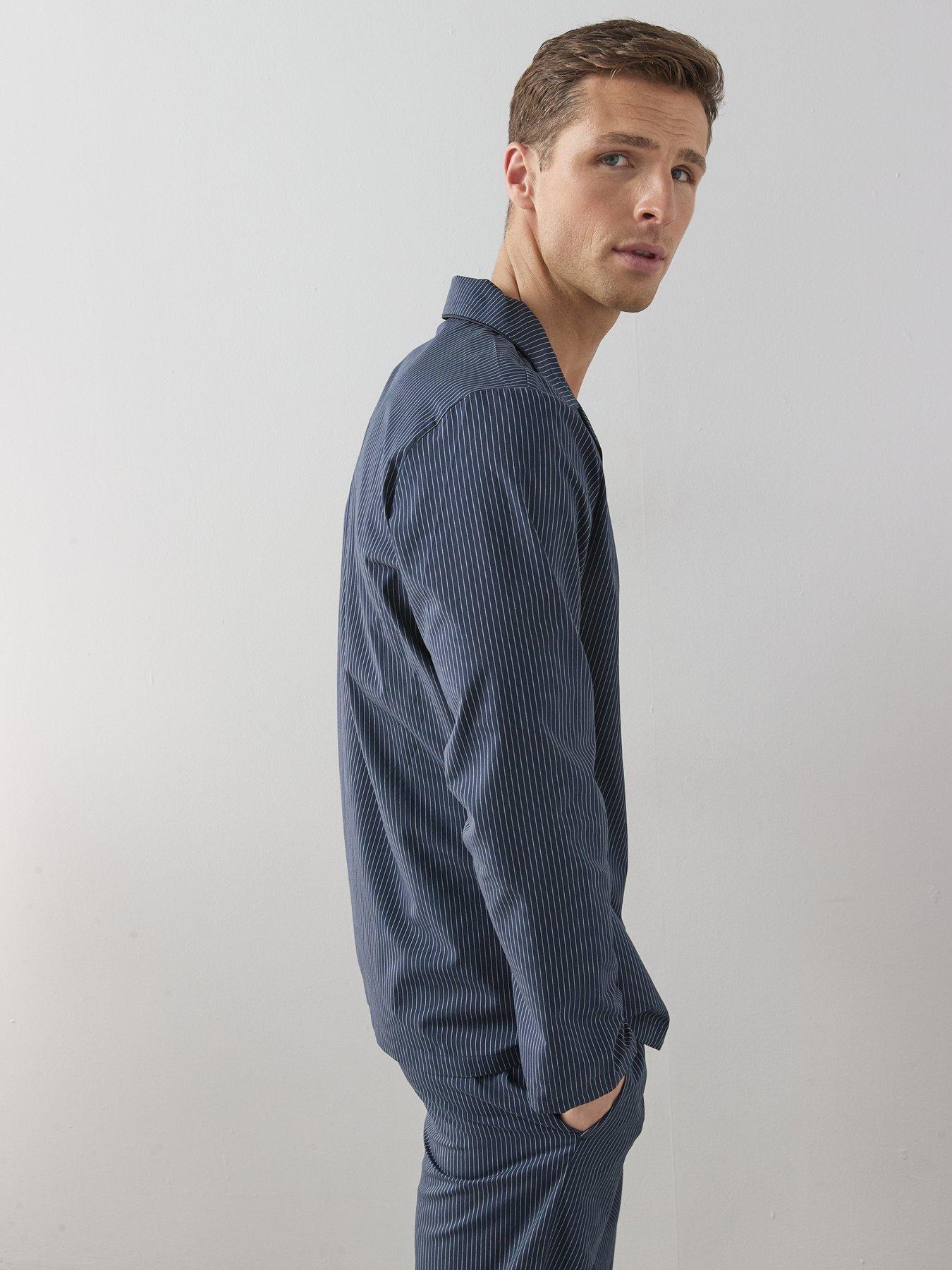Image 5 of 7 of The Very Collection Pure Cotton Striped Revere Set - Navy