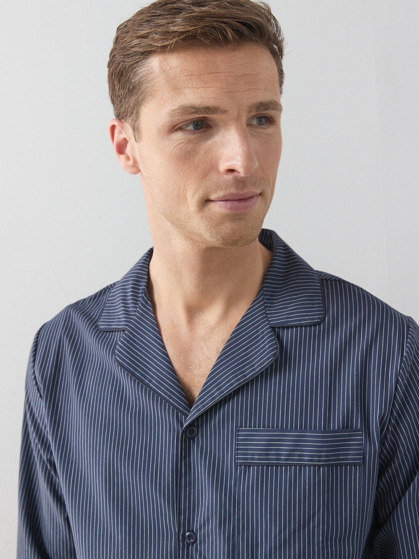 Image 6 of 7 of The Very Collection Pure Cotton Striped Revere Set - Navy