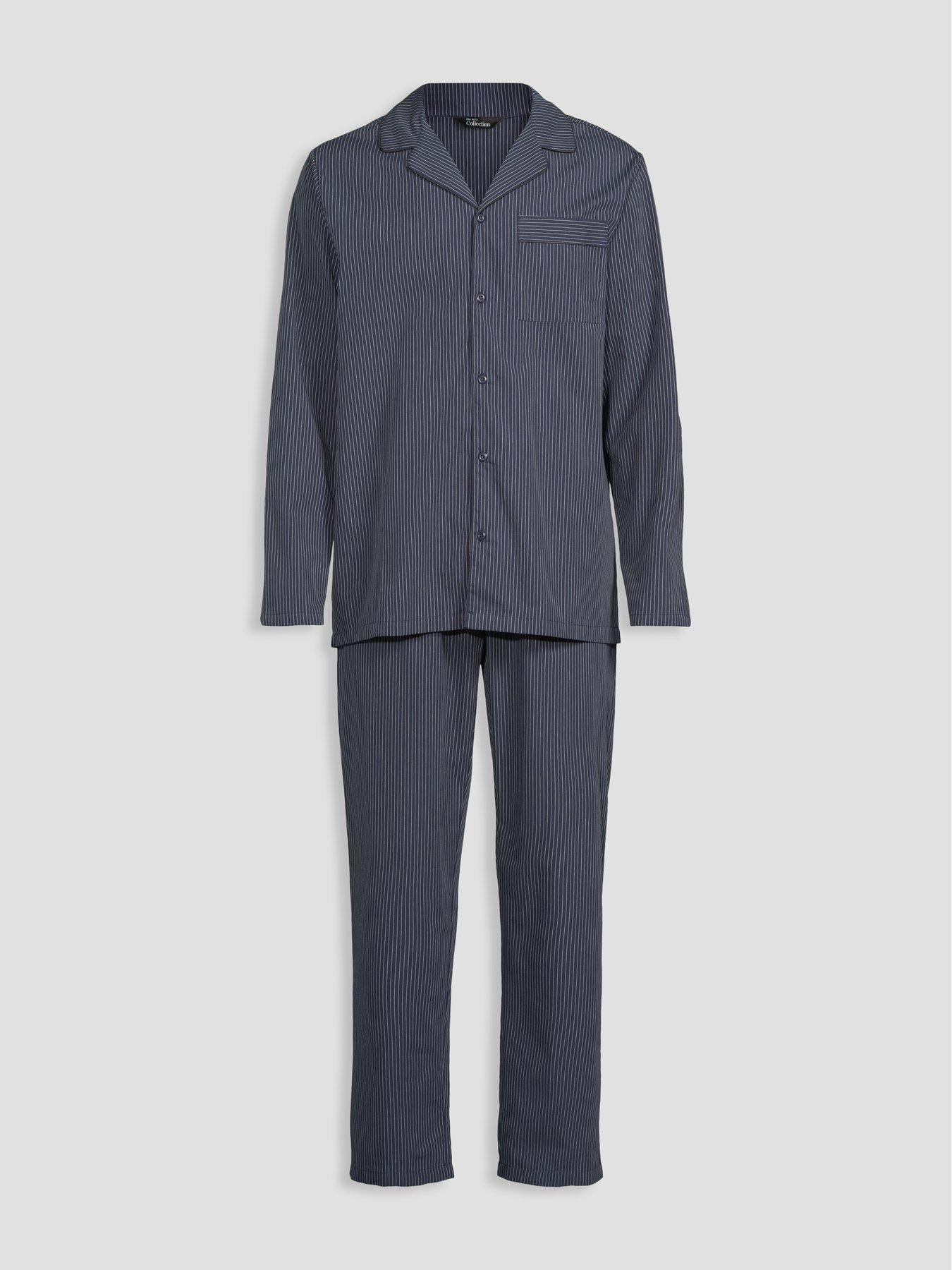 Image 7 of 7 of The Very Collection Pure Cotton Striped Revere Set - Navy