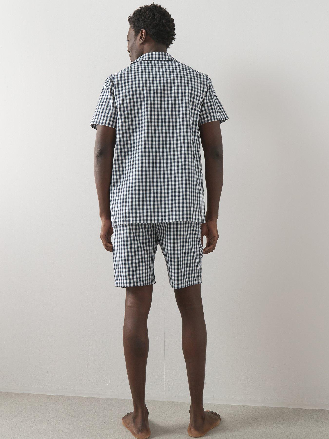 Image 2 of 7 of The Very Collection Pure Cotton Gingham Shirt And Short Pyjama Set - Blue