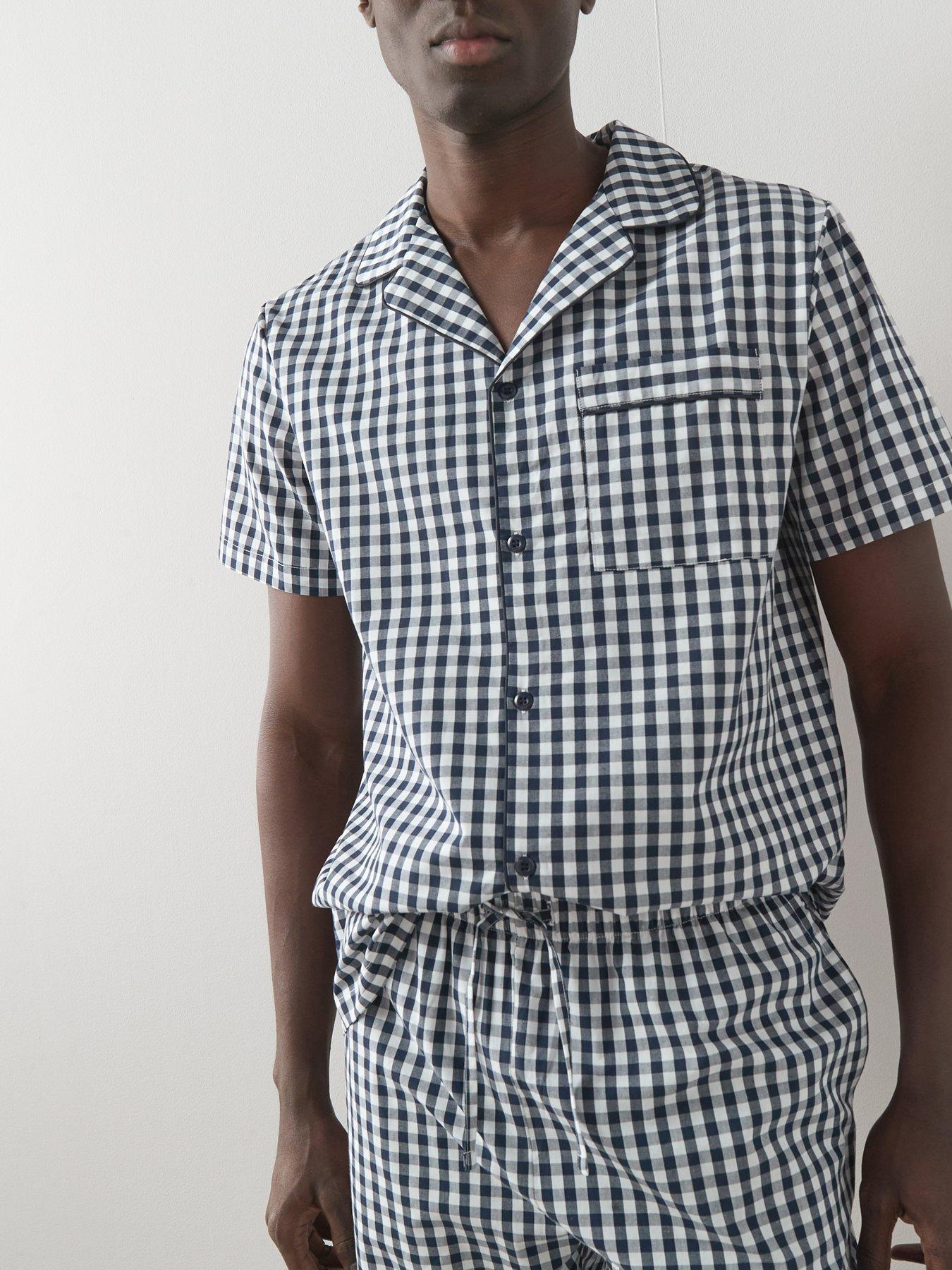 Image 4 of 7 of The Very Collection Pure Cotton Gingham Shirt And Short Pyjama Set - Blue
