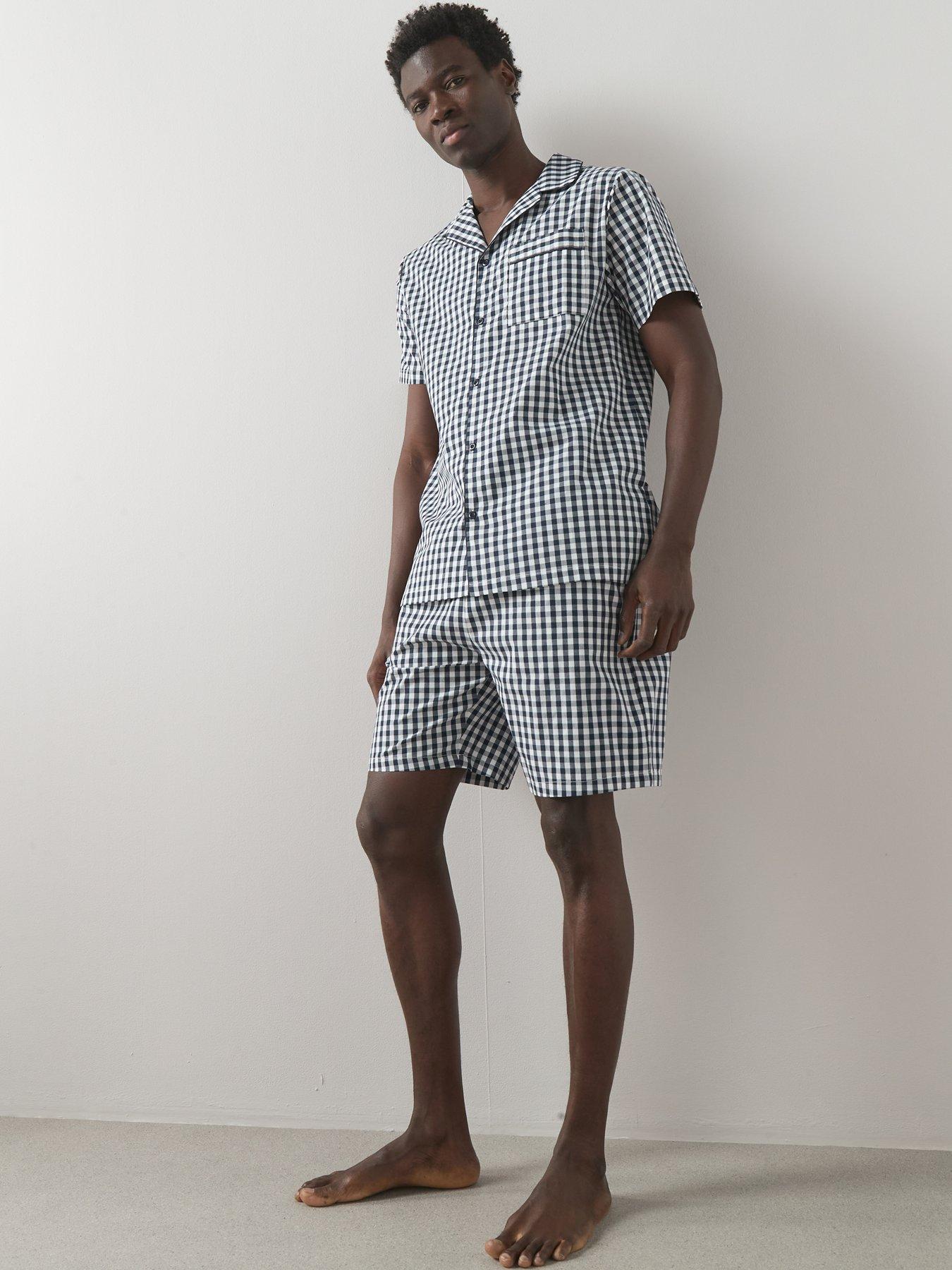 Image 5 of 7 of The Very Collection Pure Cotton Gingham Shirt And Short Pyjama Set - Blue