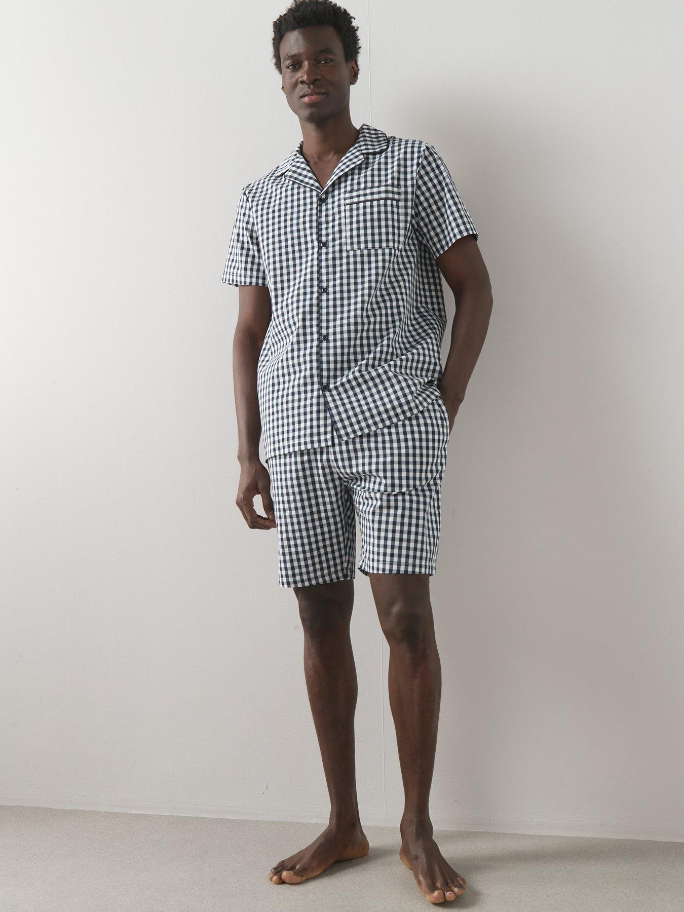 Image 6 of 7 of The Very Collection Pure Cotton Gingham Shirt And Short Pyjama Set - Blue