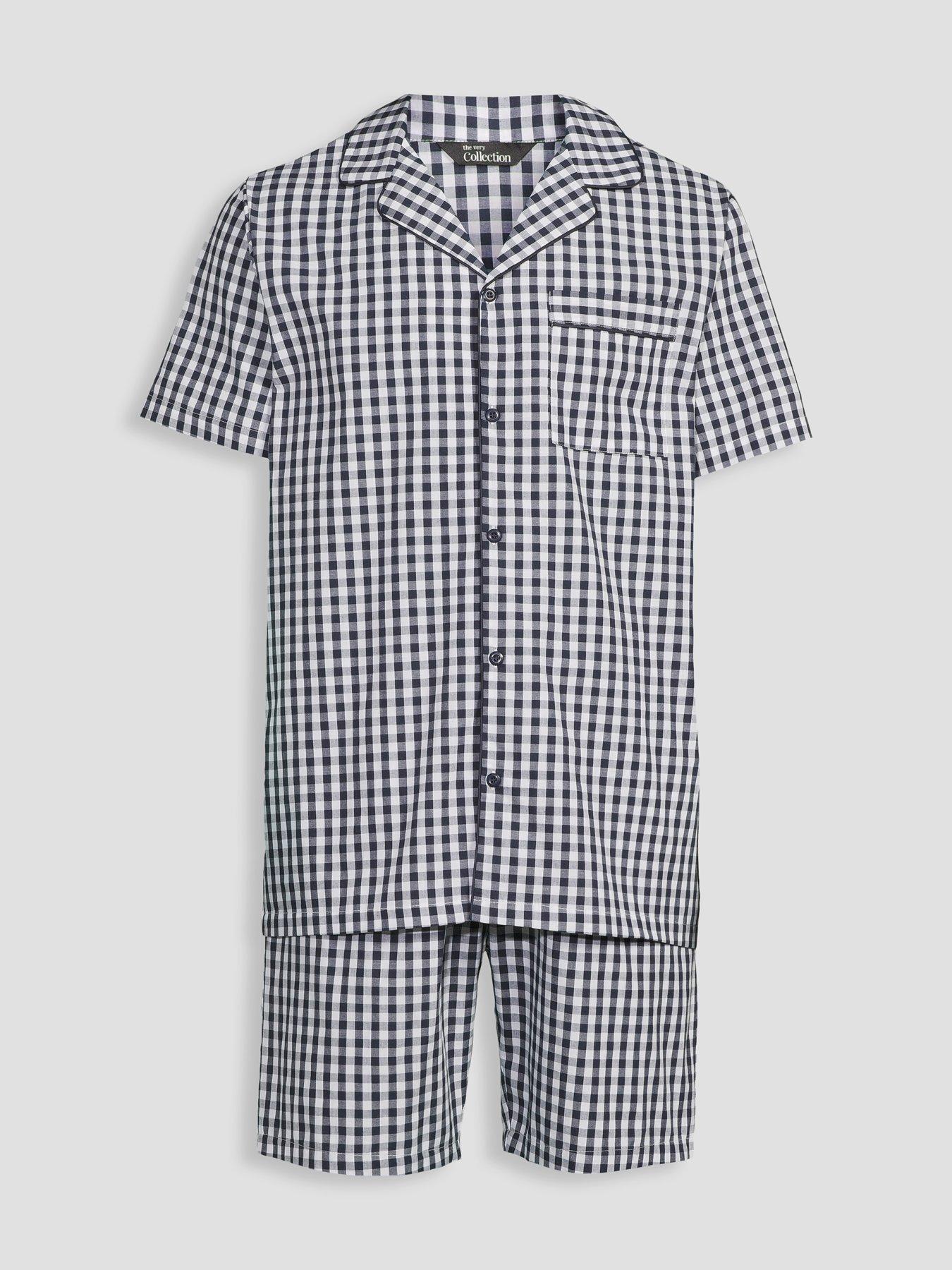 Image 7 of 7 of The Very Collection Pure Cotton Gingham Shirt And Short Pyjama Set - Blue
