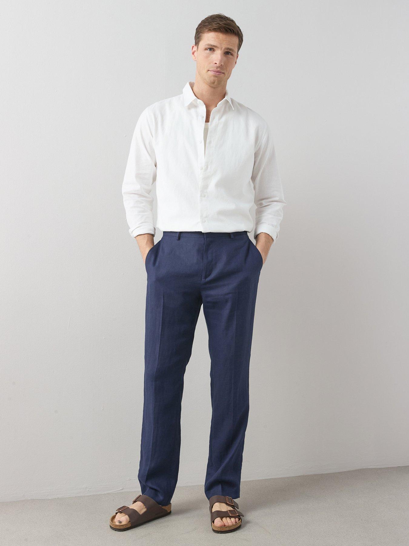 The Very Collection 100% Linen Regular Fit Suit Trouser - Navy