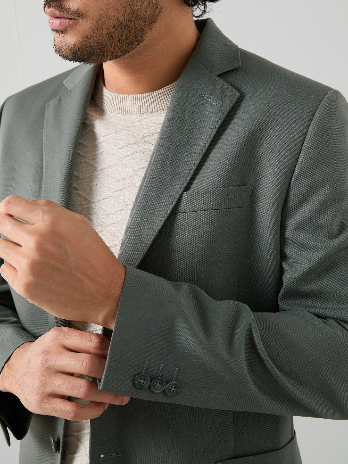Image 4 of 7 of The Very Collection Regular Fit Textured Suit Jacket - Sage - Green