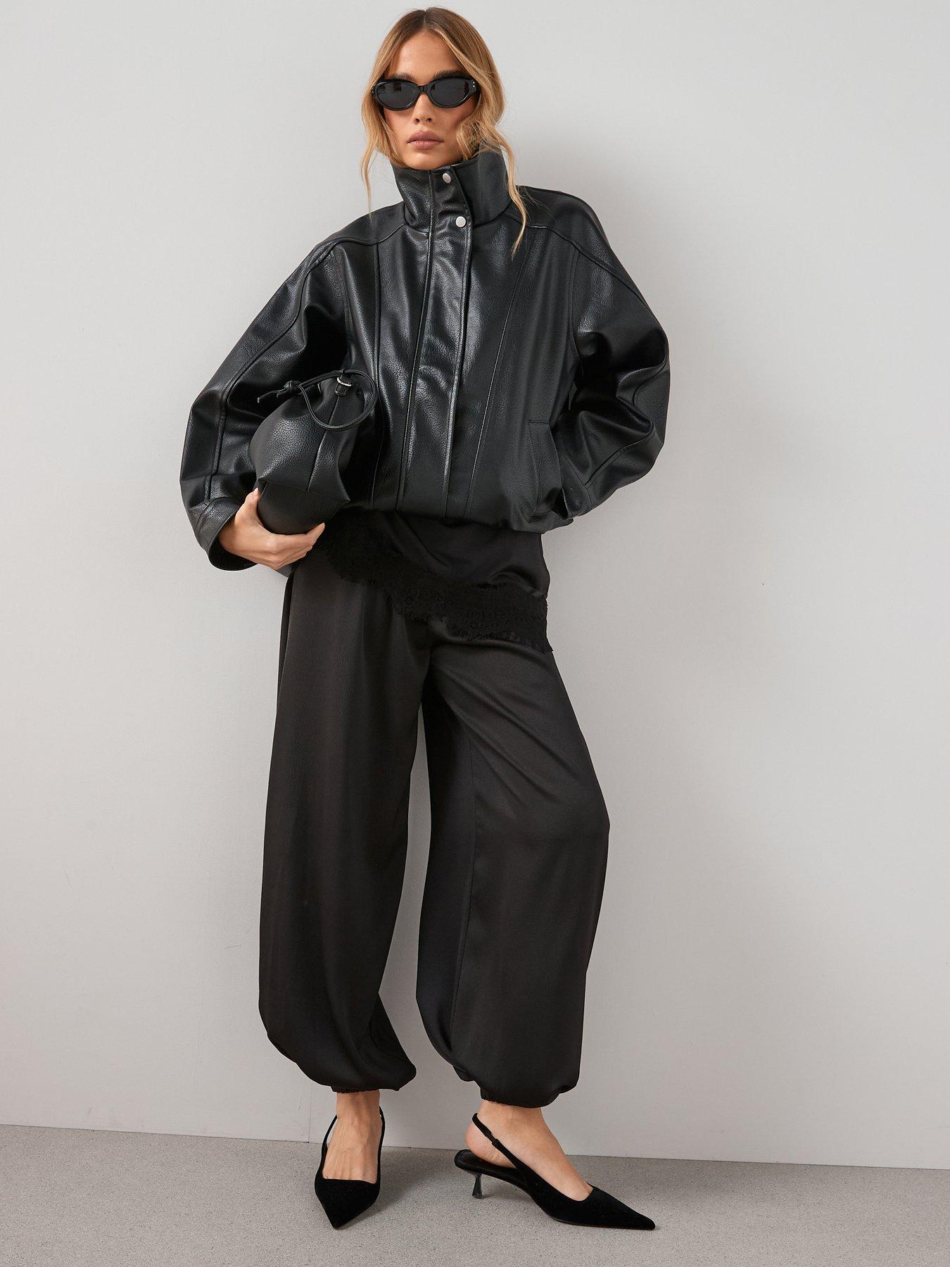 Image 1 of 6 of The Very Collection Funnel Neck Bomber Jacket&nbsp; - Black