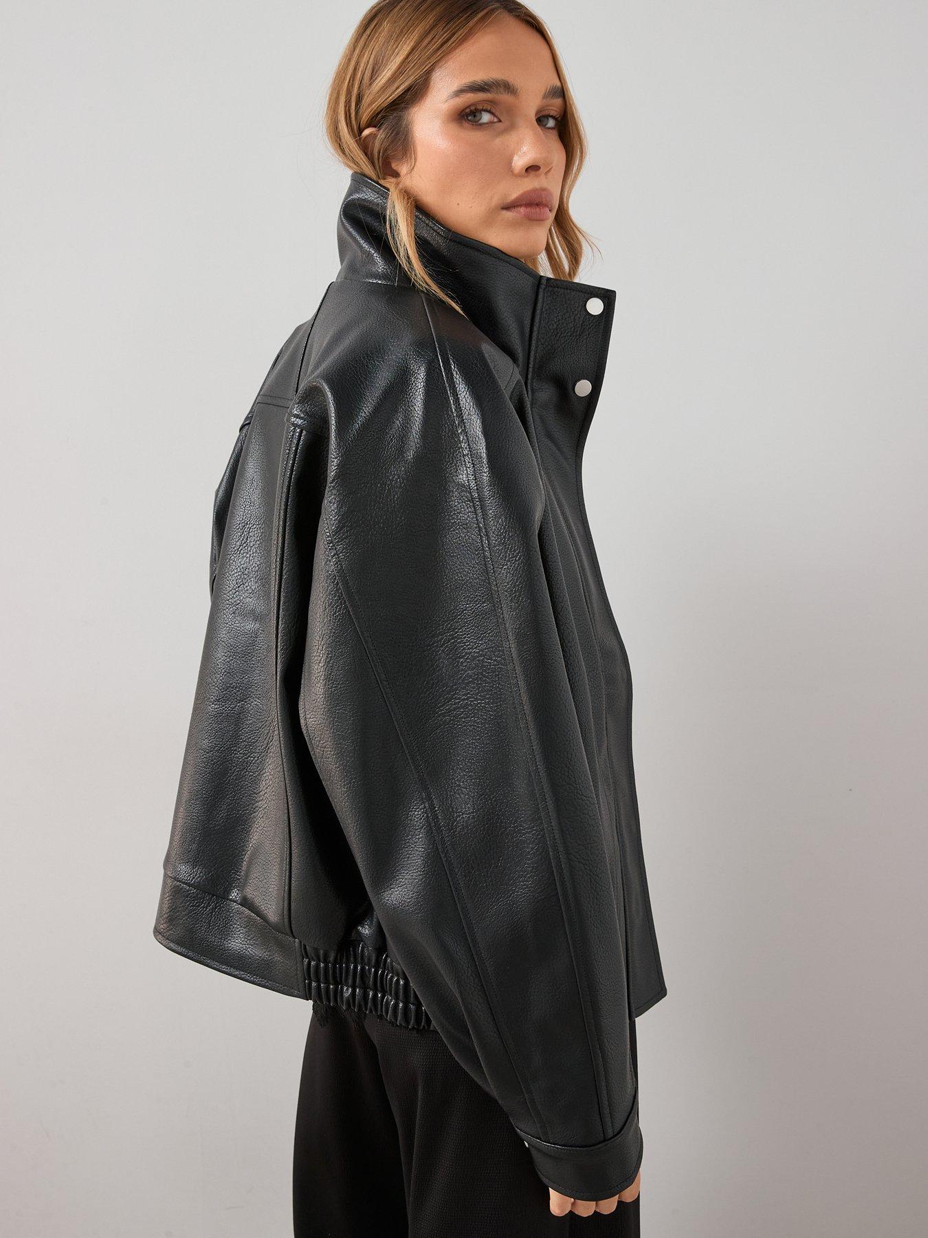 Image 2 of 6 of The Very Collection Funnel Neck Bomber Jacket&nbsp; - Black