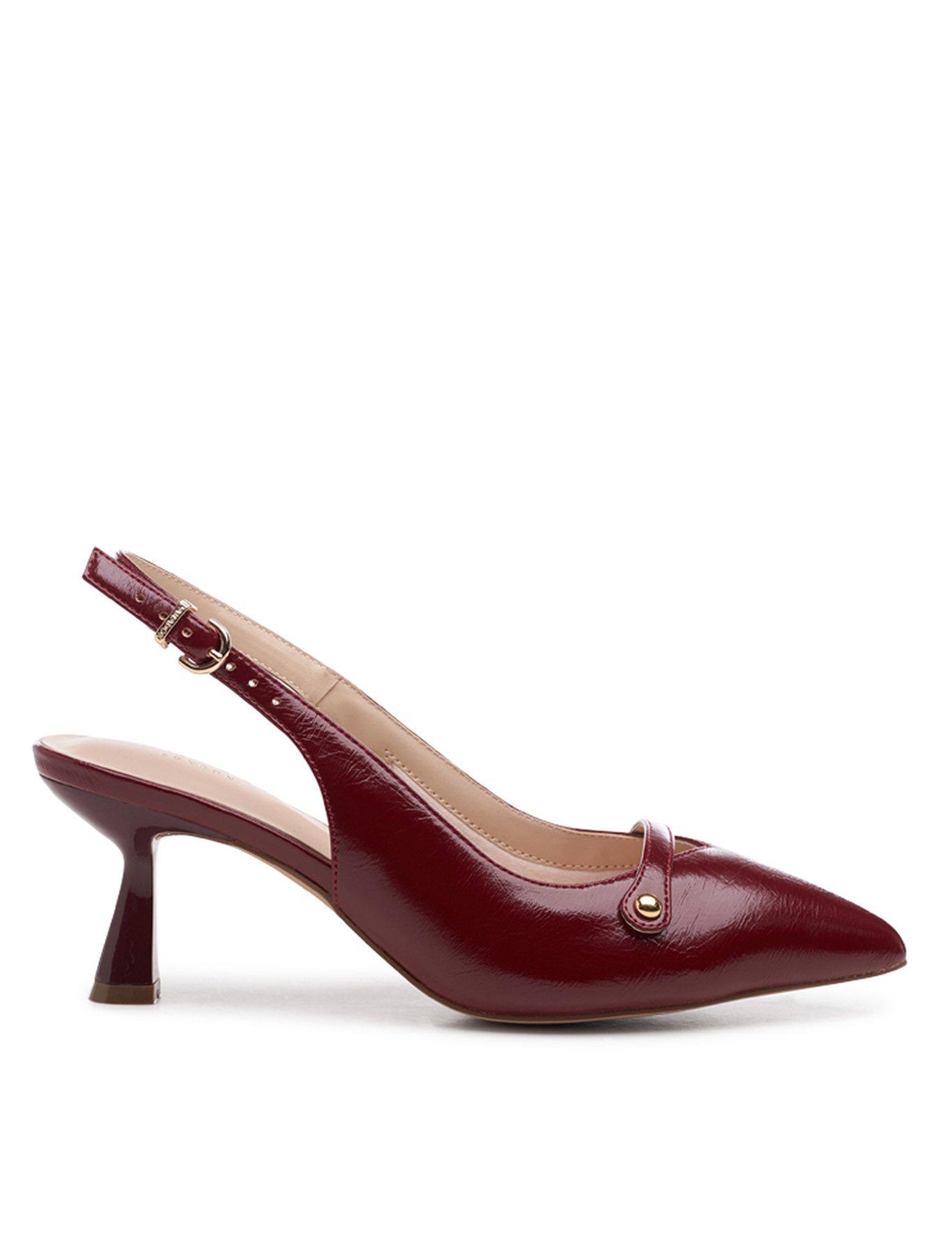 Paradox London Florentine Slingback Wide Fit Leather Heel - Cherry