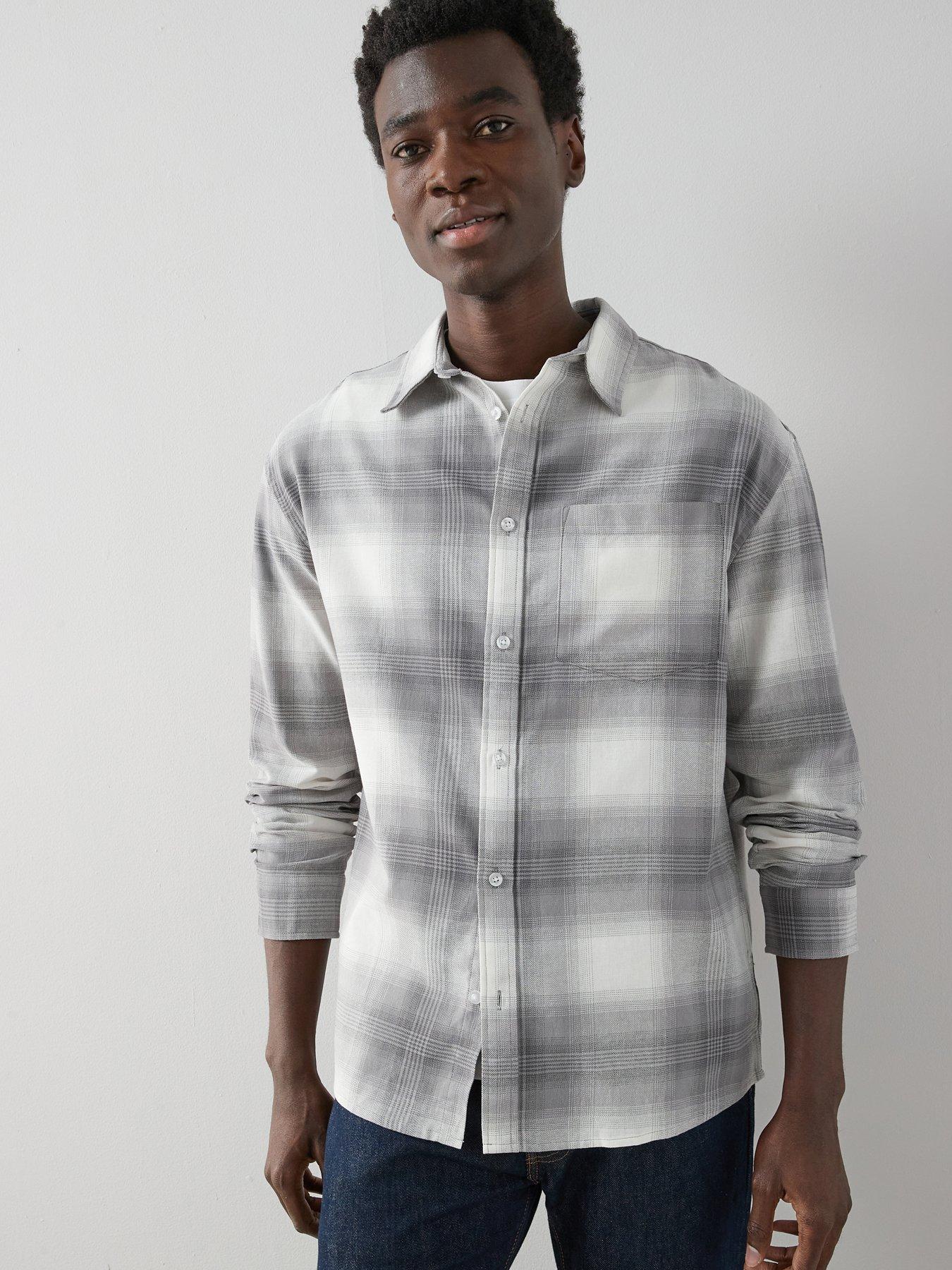 The Very Collection Pure Cotton Check Front Pocket Boxy Shirt - Grey