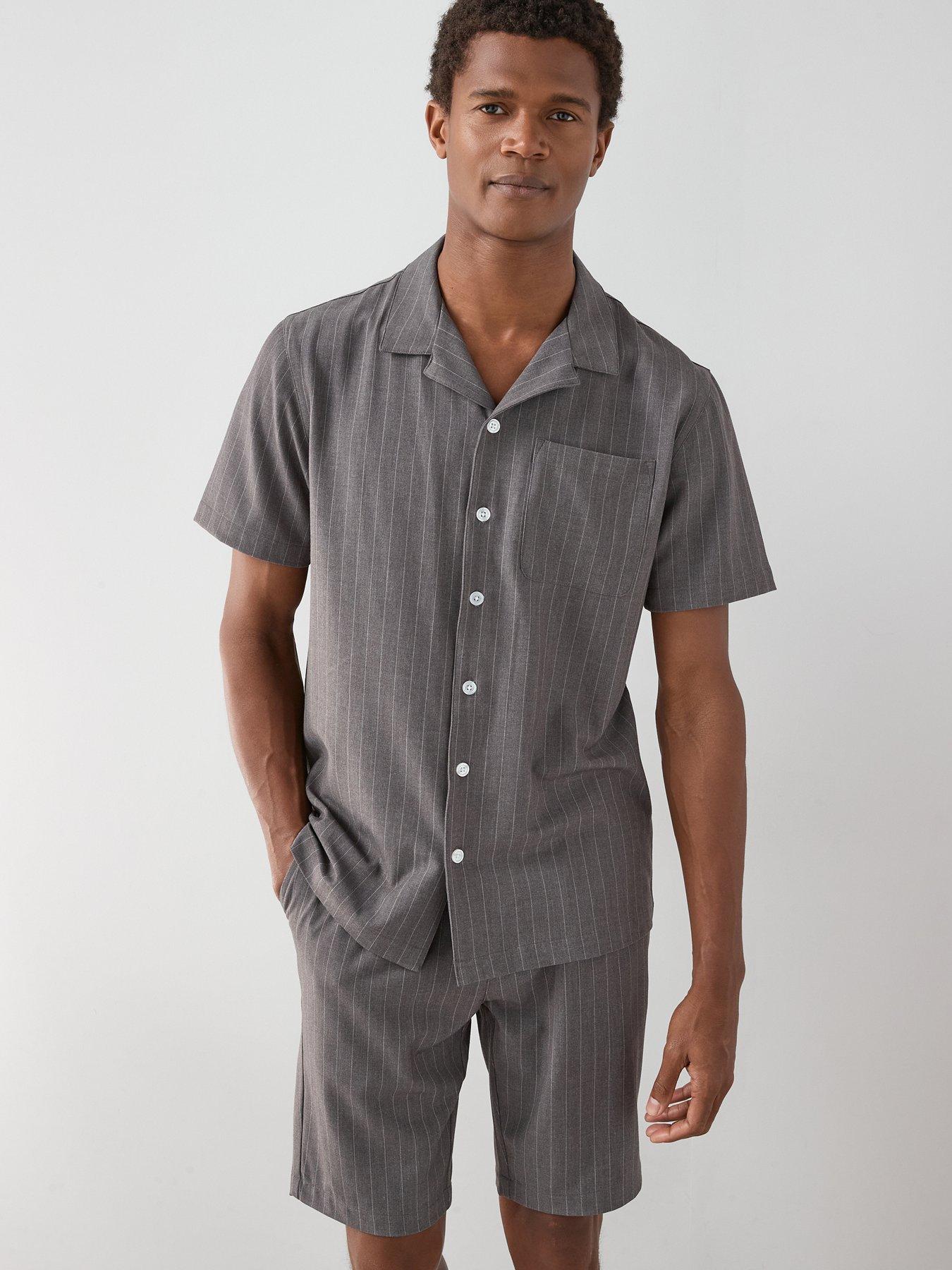 The Very Collection Short Sleeve Pinstripe Shirt - Grey
