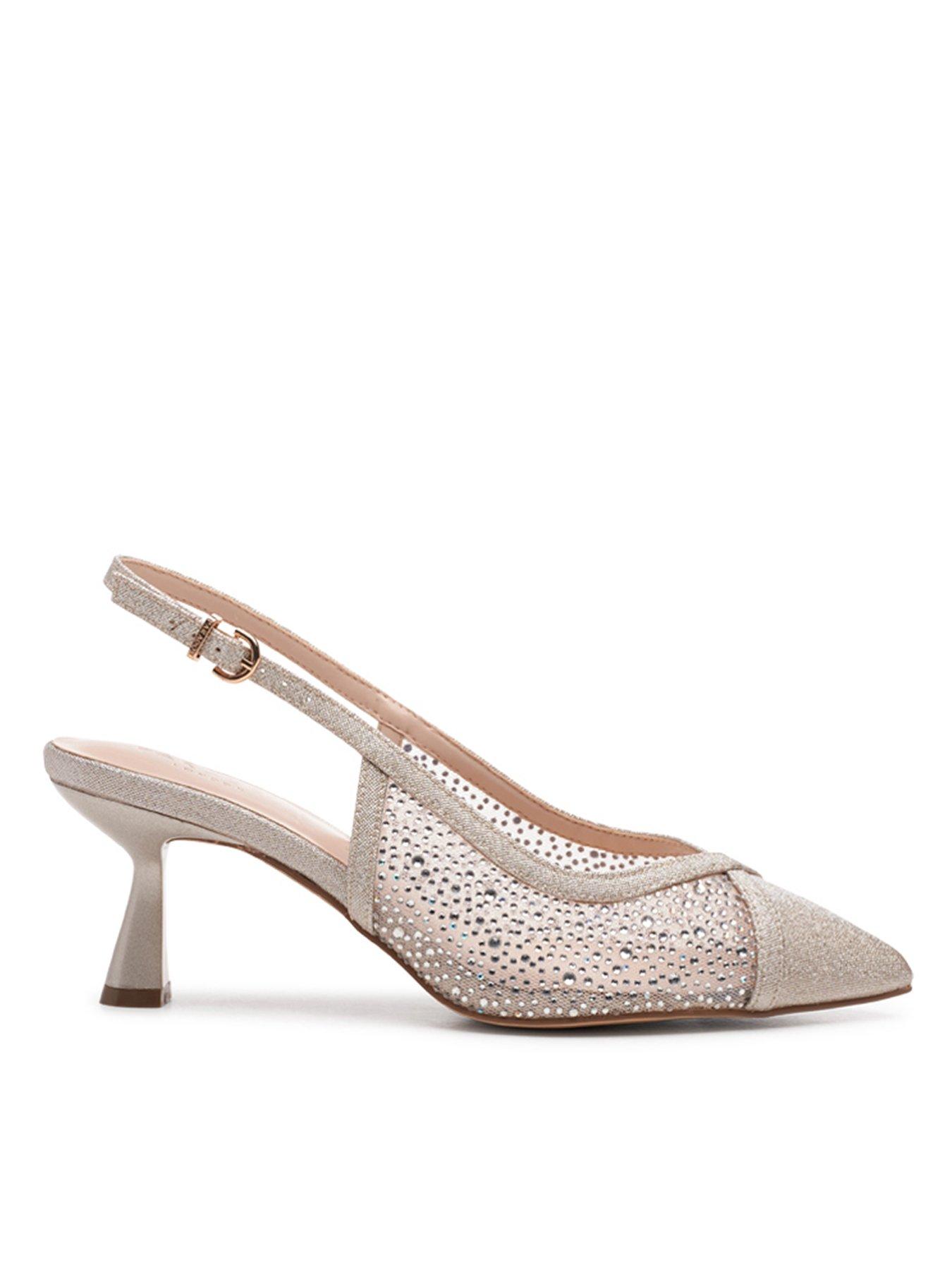 Paradox London Fascinate Shimmer Wide Fit Slingback Heel - Champagne