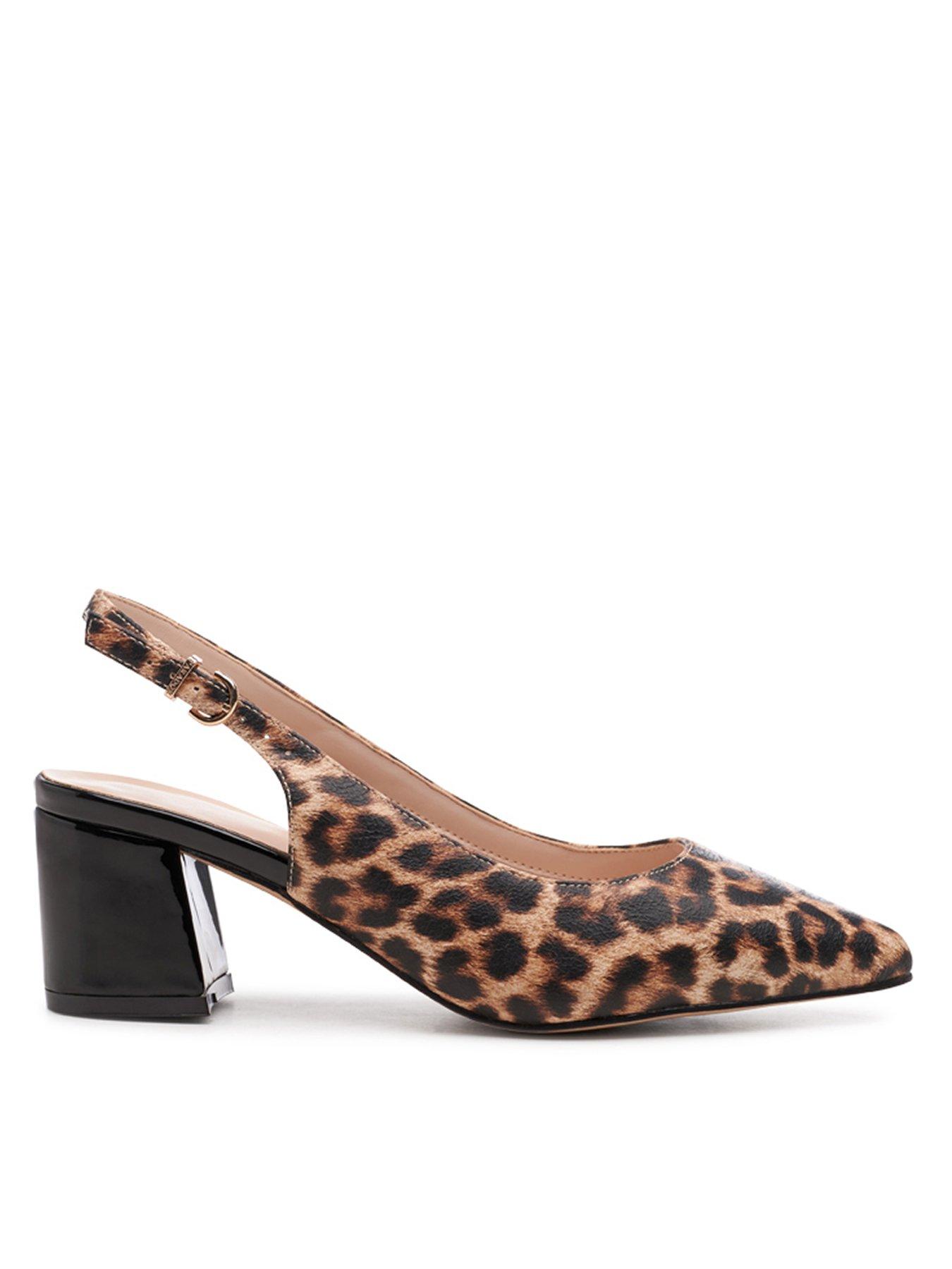 undefined Flynn Leopard Print Wide Fit Heel - Black