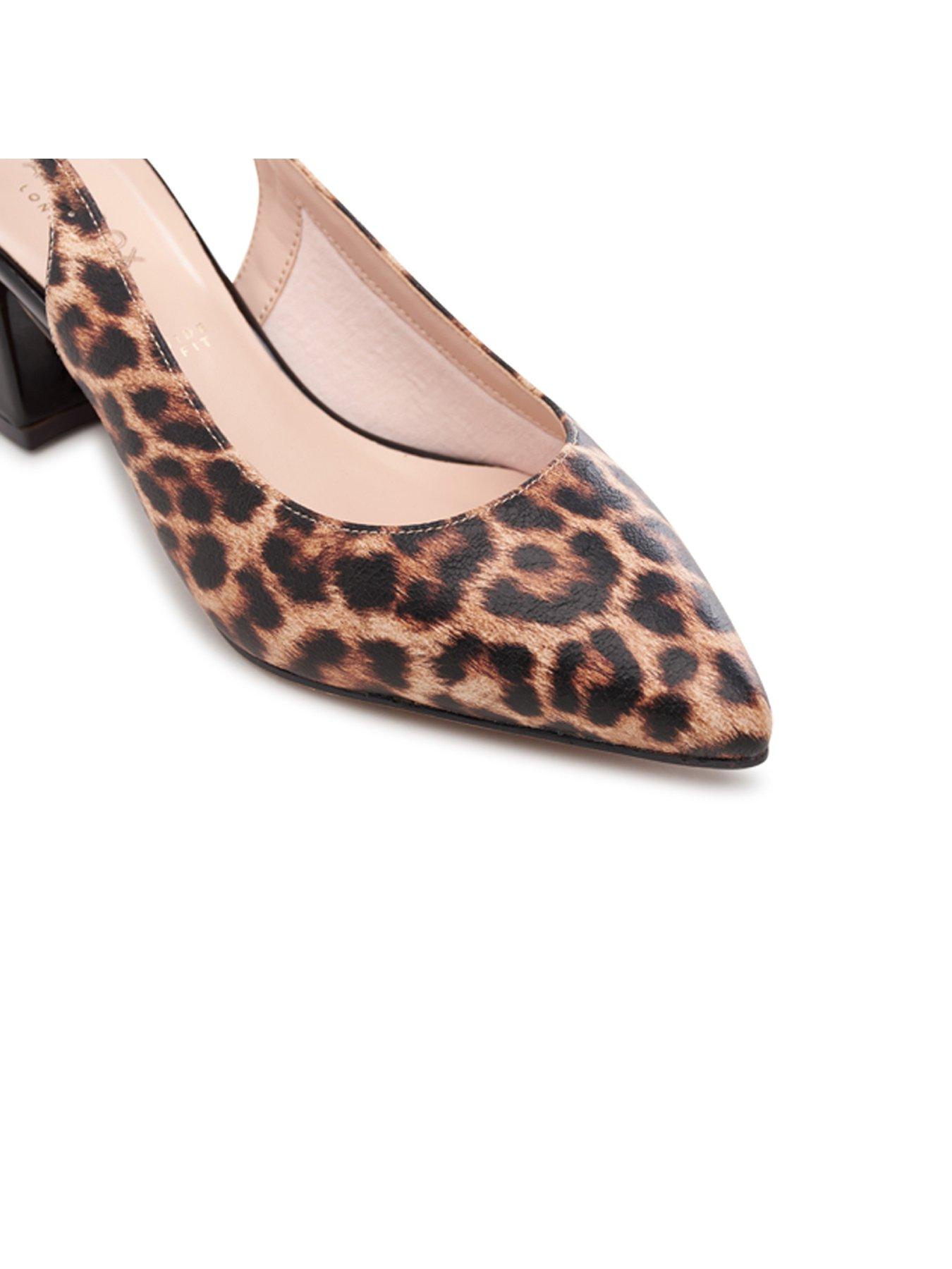Wide Fit Leopard Print Pumps Block Heel Wide Fit Leopard Block