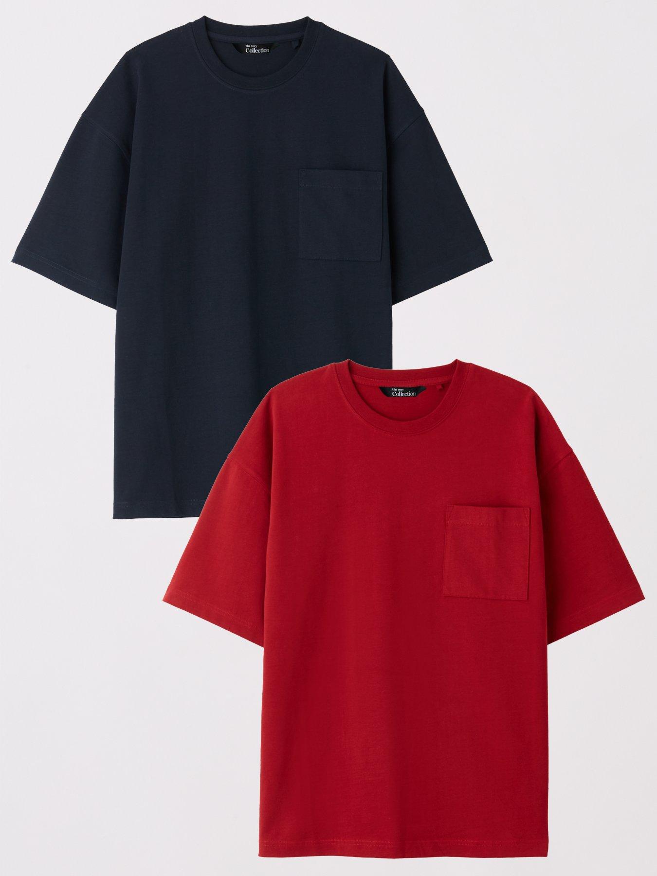 The Very Collection Pure Cotton 2 Pack Premium Relaxed Fit Pocket T-shirt - Navy/burgundy