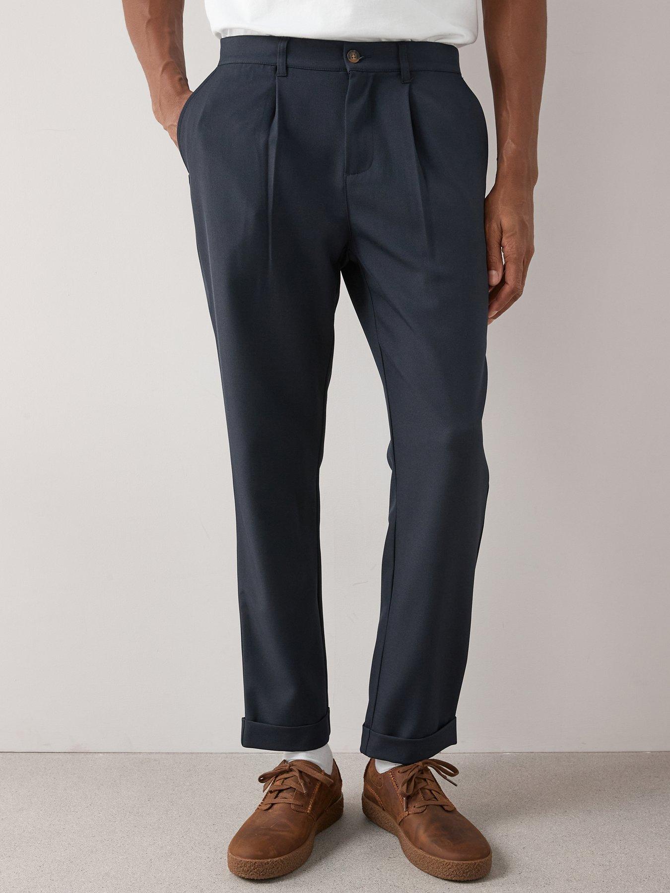 Image 1 of 7 of The Very Collection Smart Pleated Trousers - Navy