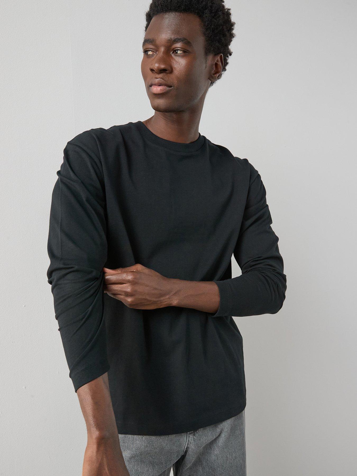 The Very Collection Pure Cotton Long Sleeve Premium T-shirt - Black