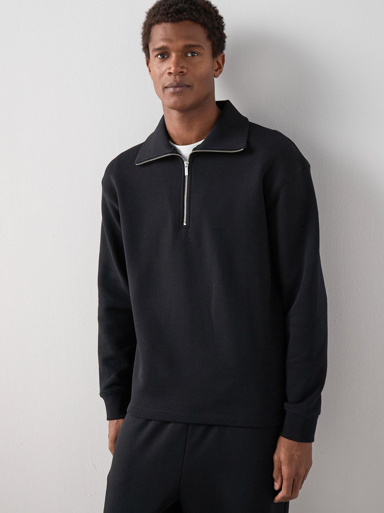 The Very Collection Pure Cotton Premium Quarter Zip Sweatshirt - Black