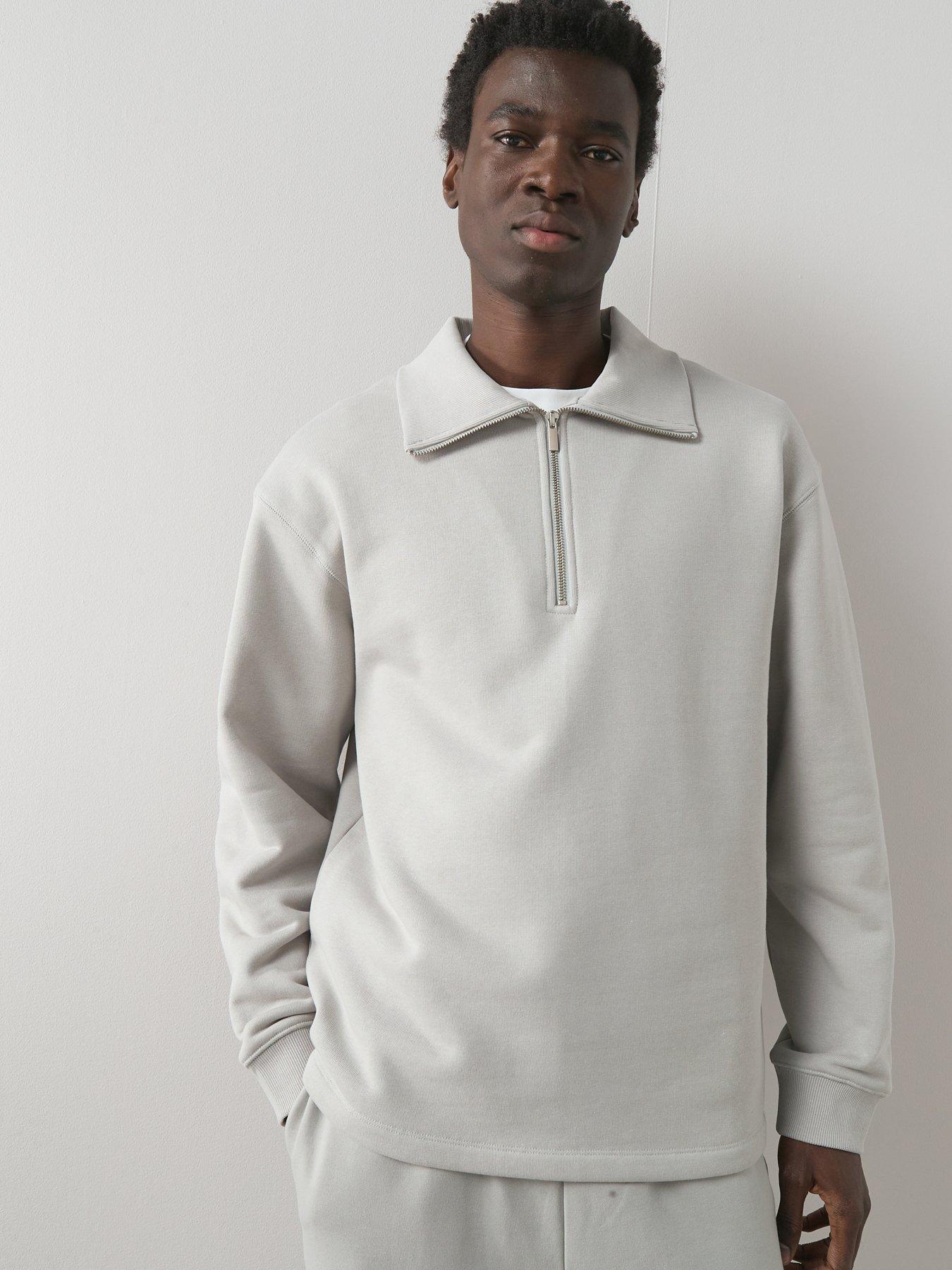 The Very Collection Pure Cotton Premium Quarter Zip Sweatshirt - Grey
