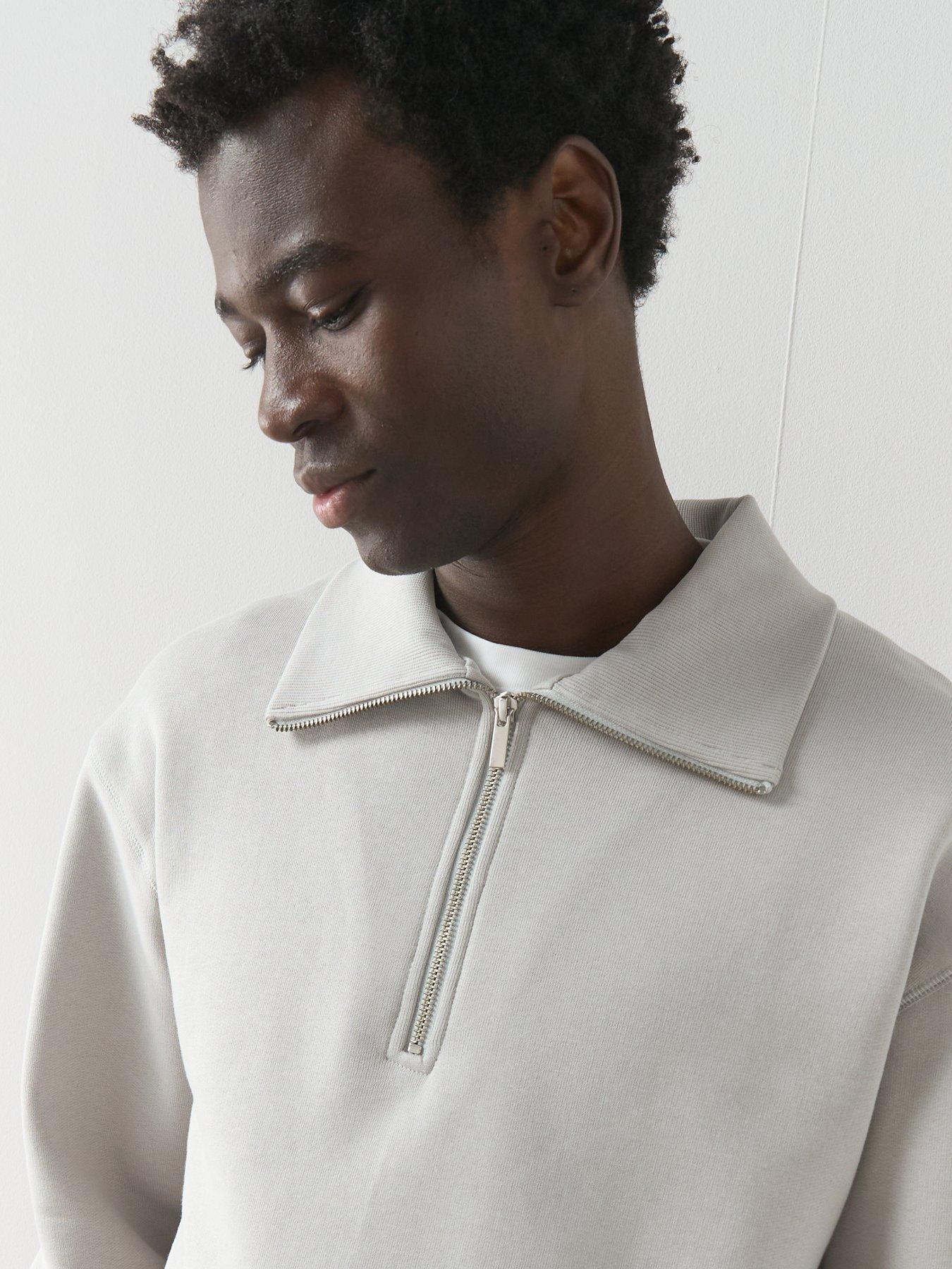 Image 4 of 6 of The Very Collection Pure Cotton Premium Quarter Zip Sweatshirt - Grey