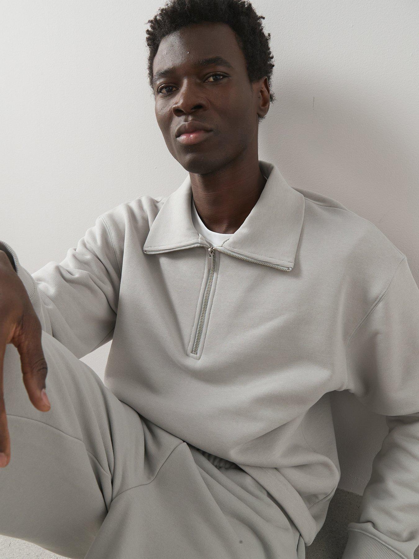 Image 5 of 6 of The Very Collection Pure Cotton Premium Quarter Zip Sweatshirt - Grey