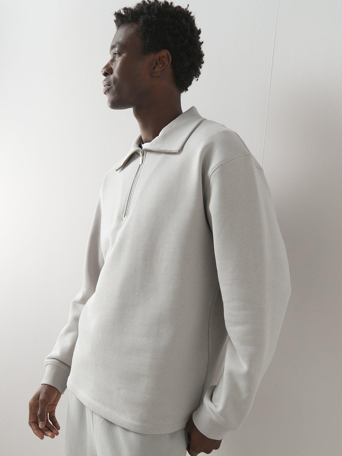 Image 6 of 6 of The Very Collection Pure Cotton Premium Quarter Zip Sweatshirt - Grey