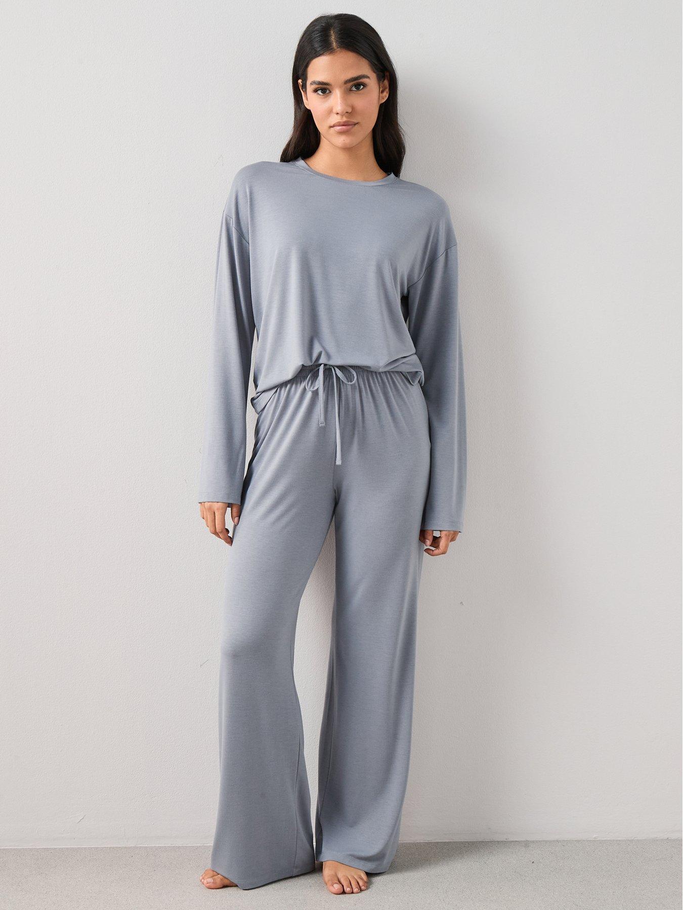 Image 1 of 6 of The Very Collection Long Sleeve Slouchy Pyjama Set - Blue