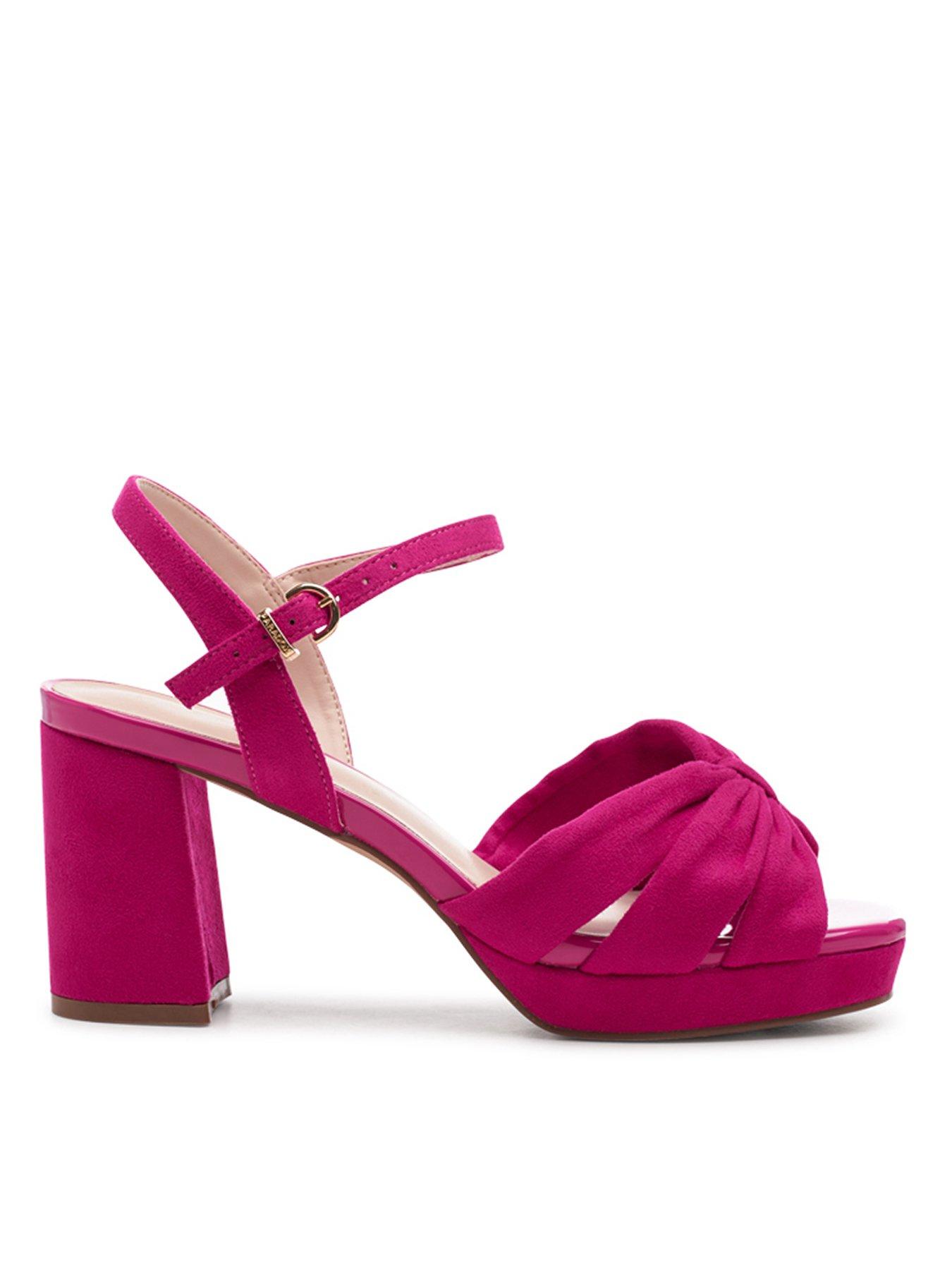 Paradox London Nerita Microsuede Wide Fit Heel - Fuchsia