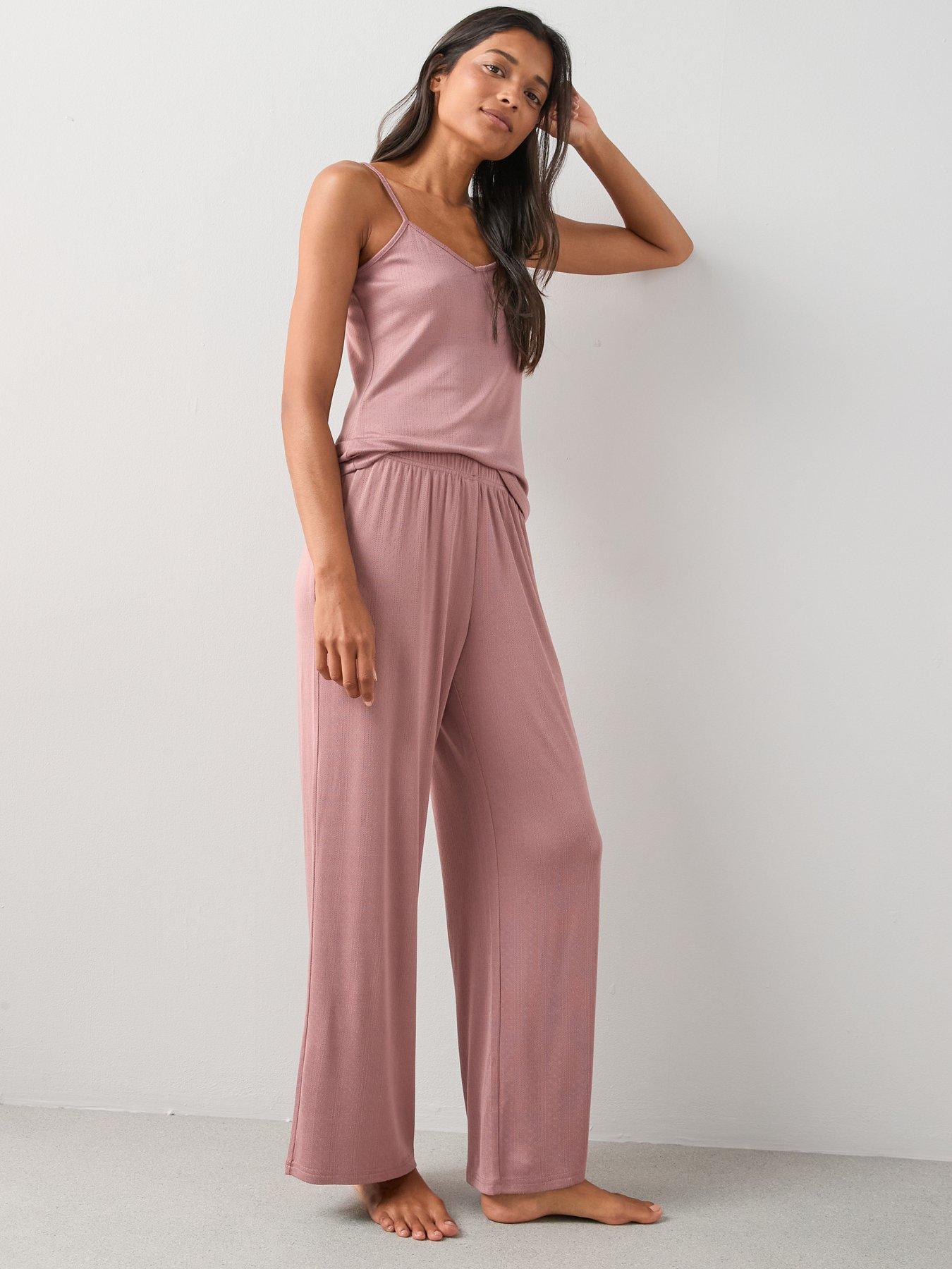 Image 6 of 7 of The Very Collection Pointelle Vest And Wide Leg Bottom Pyjama Set - Pink