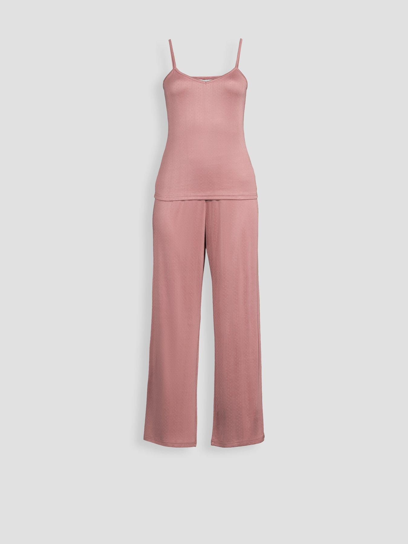 Image 7 of 7 of The Very Collection Pointelle Vest And Wide Leg Bottom Pyjama Set - Pink