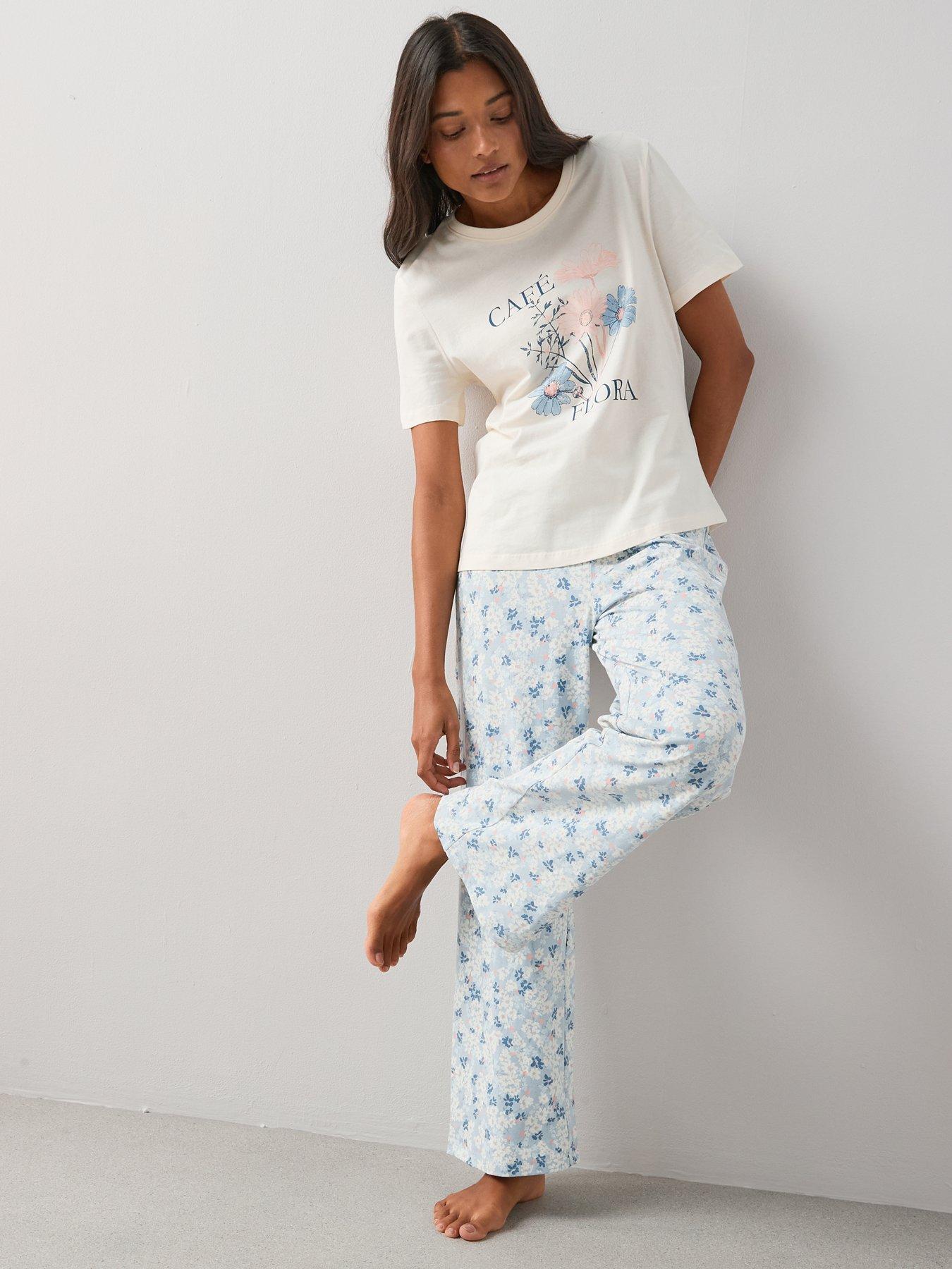 The Very Collection Floral Graphic Short Sleeve T-Shirt And Wide Leg ...