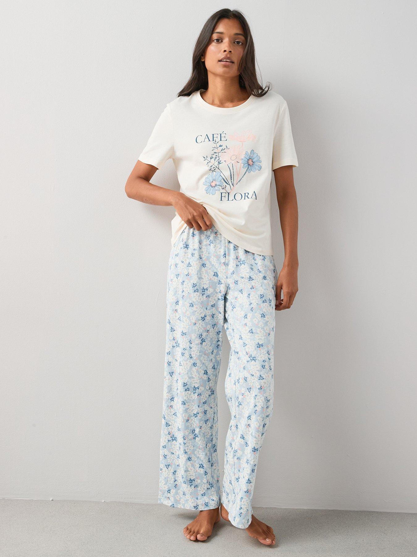 The Very Collection Floral Graphic Short Sleeve T-Shirt And Wide Leg ...