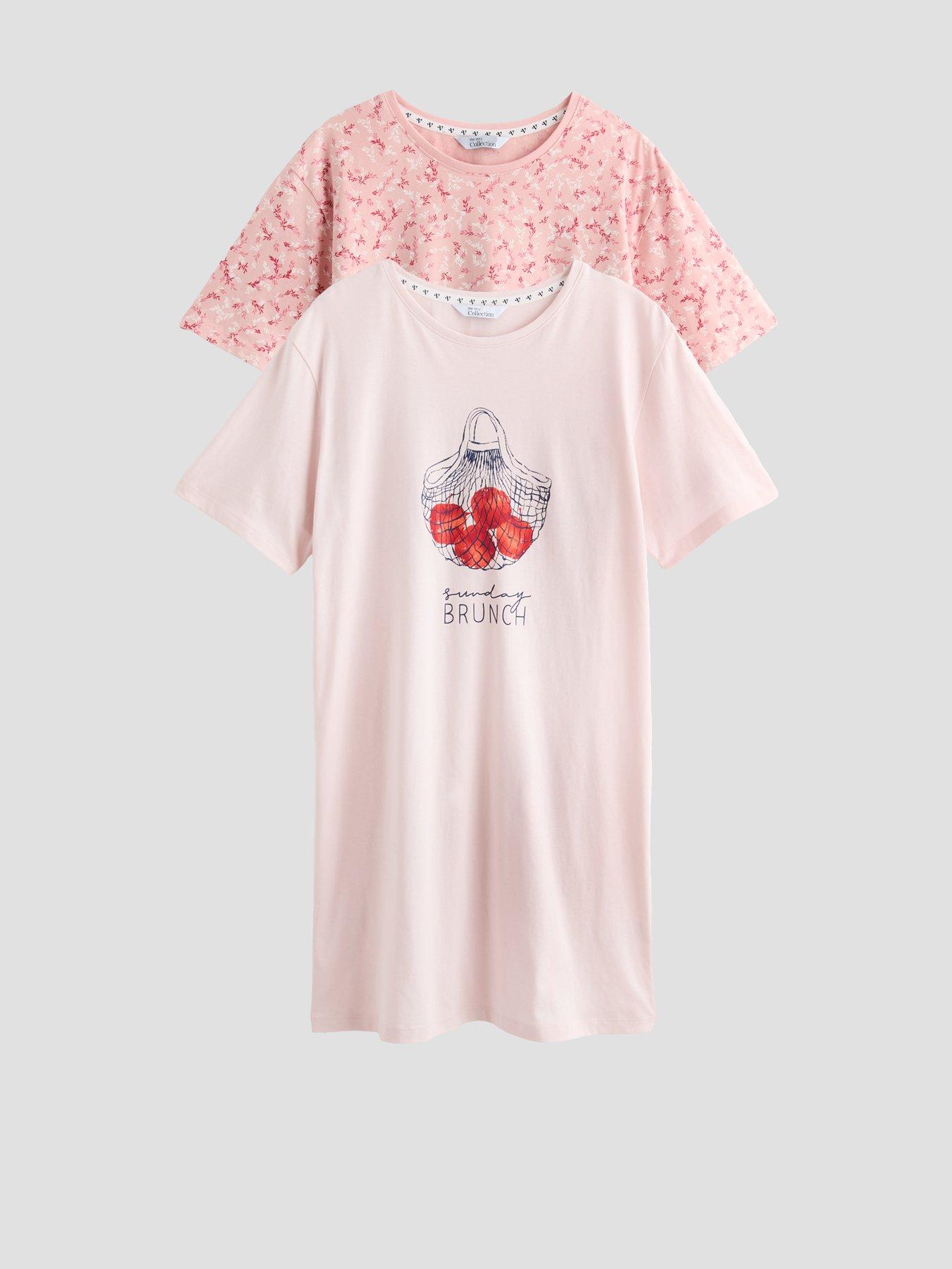 The Very Collection 2Pk Printed Night Dress - Pink