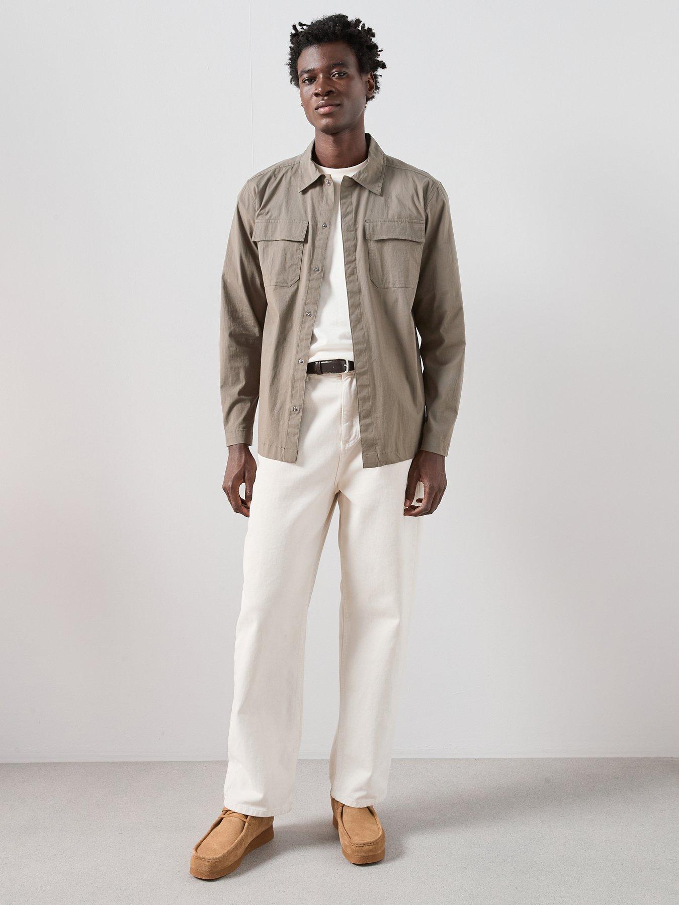 The Very Collection Cotton Rich Double Pocket Textured Overshirt - Khaki