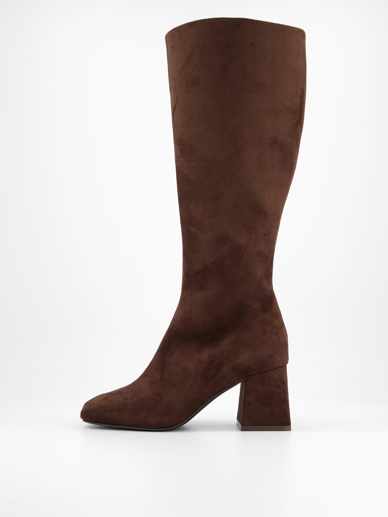 Image 2 of 5 of The Very Collection Wide Fit Block Heel Knee High Boot - Brown