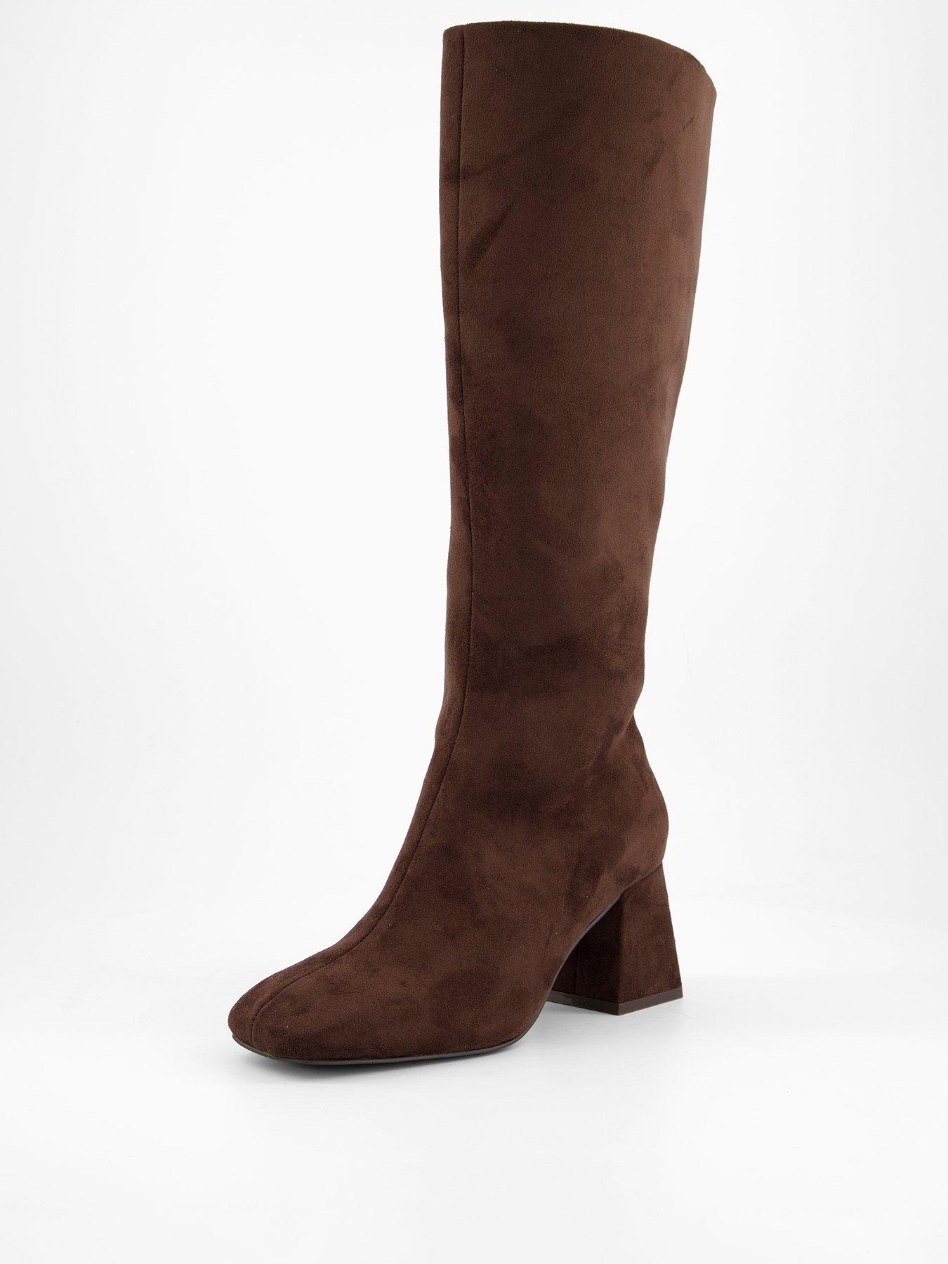 Image 3 of 5 of The Very Collection Wide Fit Block Heel Knee High Boot - Brown