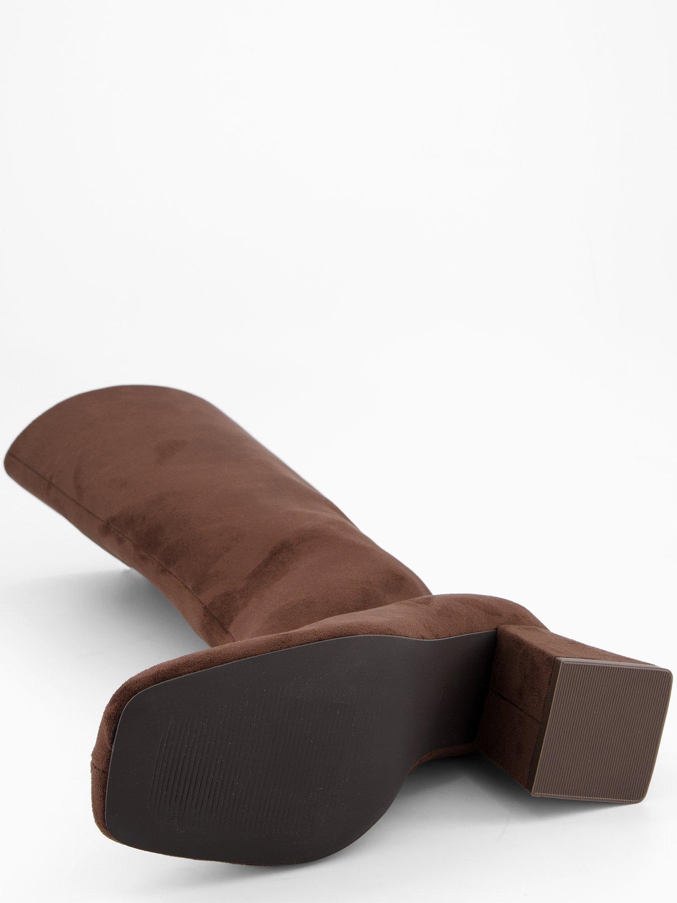Image 4 of 5 of The Very Collection Wide Fit Block Heel Knee High Boot - Brown