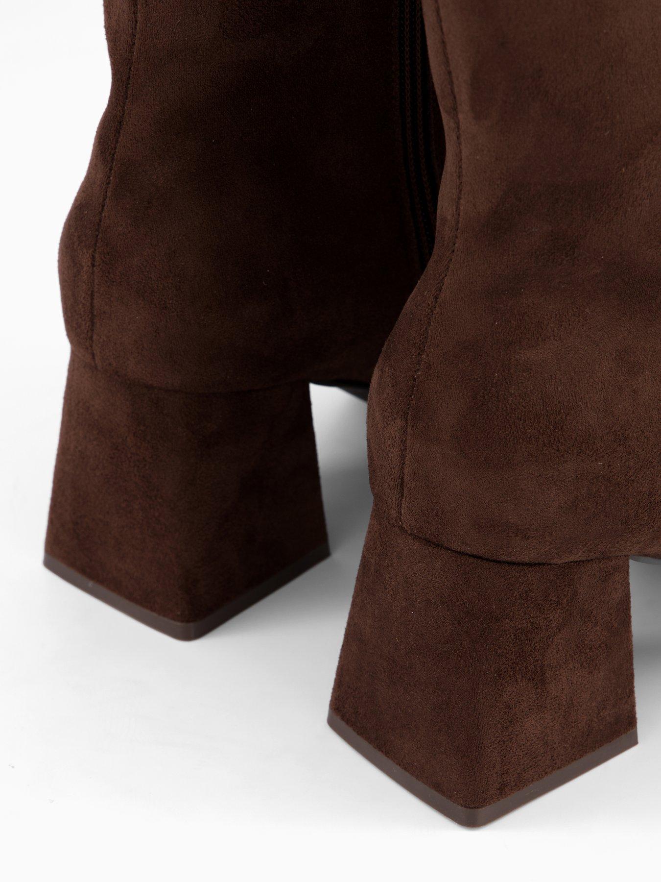 Image 5 of 5 of The Very Collection Wide Fit Block Heel Knee High Boot - Brown