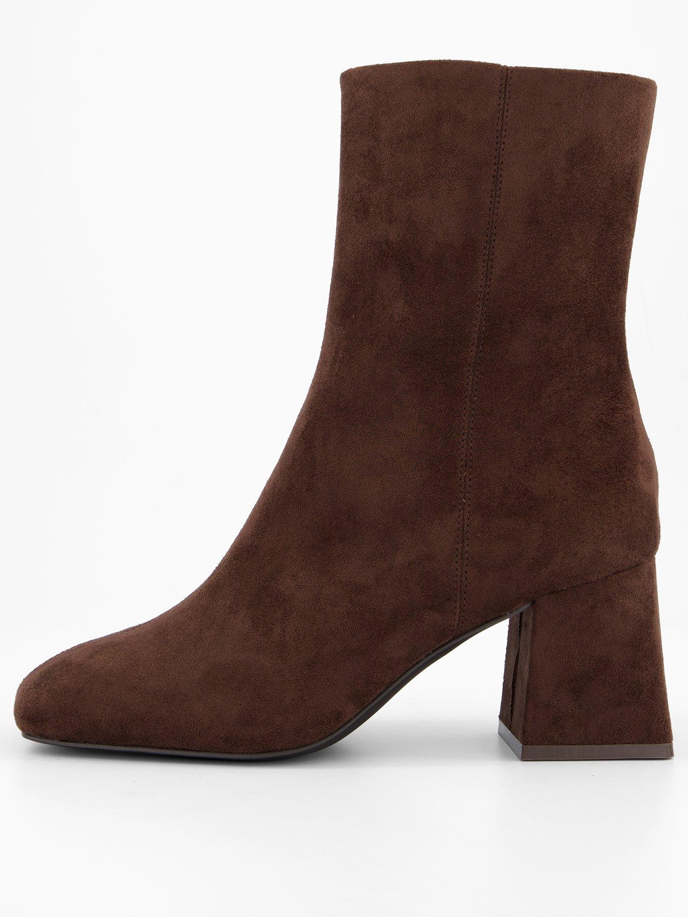 The Very Collection Extra Wide Fit Block Heel Ankle Boot - Brown