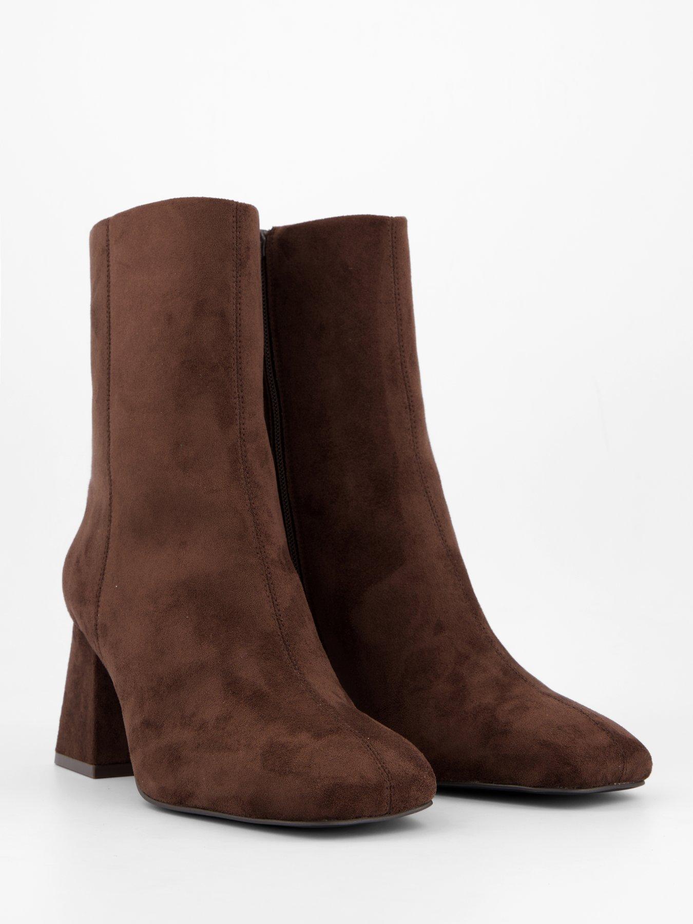 Image 6 of 7 of The Very Collection Extra Wide Fit Block Heel Ankle Boot - Brown