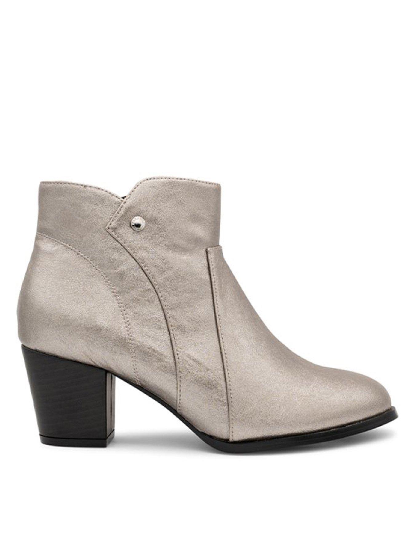 Paradox London Belinda Wide Fit Faux Leather Ankle Boot - Pewter