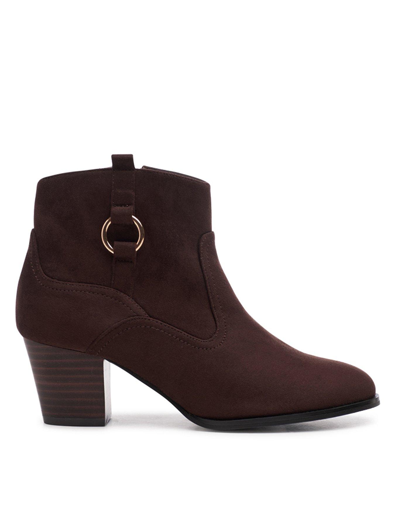 Paradox London Bexley Wide Fit Microsuede Ankle Boot - Chocolate