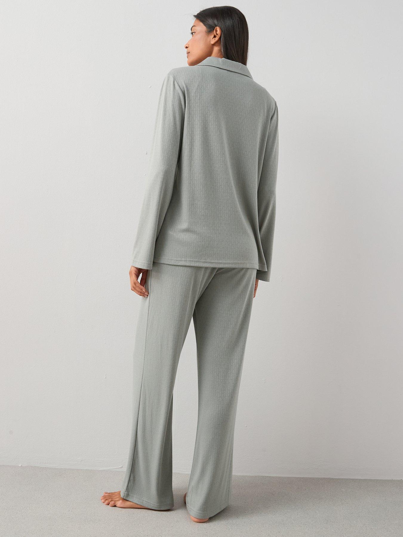 The Very Collection Pointelle Revere Pyjama Set - Khaki | Very