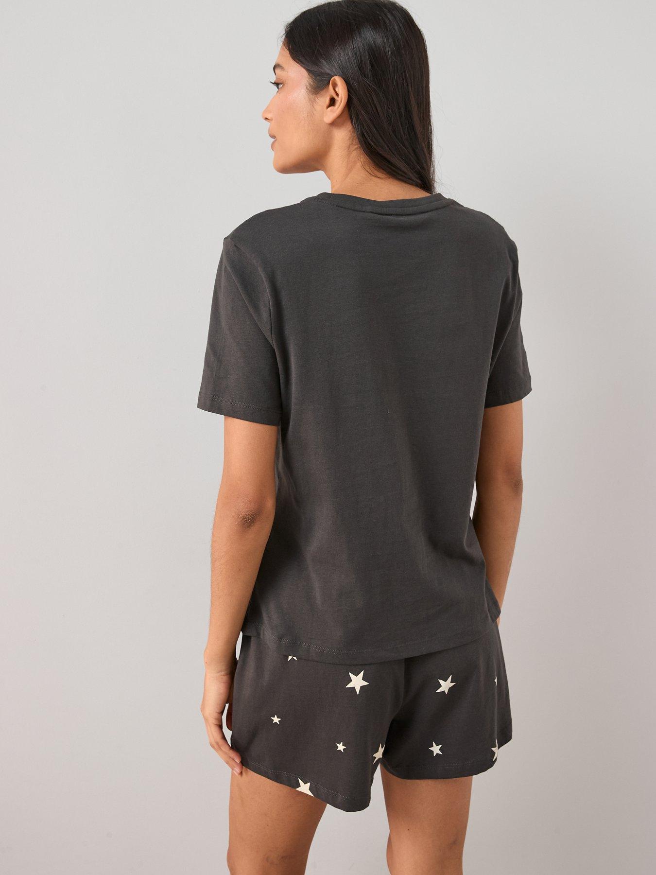 Image 2 of 6 of The Very Collection Short Sleeve T-Shirt and Star Print Shorts PJ Set - Grey