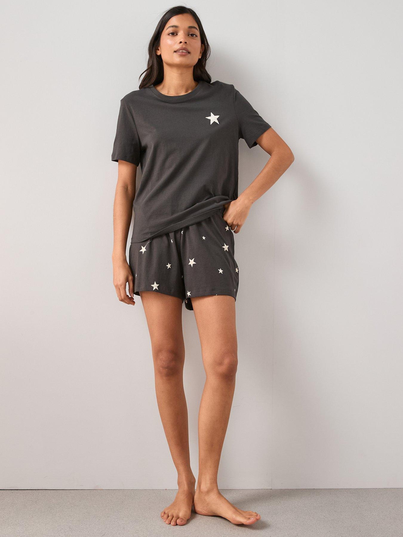 Image 5 of 6 of The Very Collection Short Sleeve T-Shirt and Star Print Shorts PJ Set - Grey