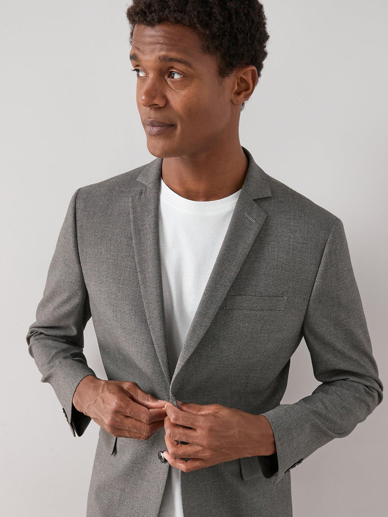 The Very Collection Regular Fit Single Breasted Textured Suit Jacket - Grey