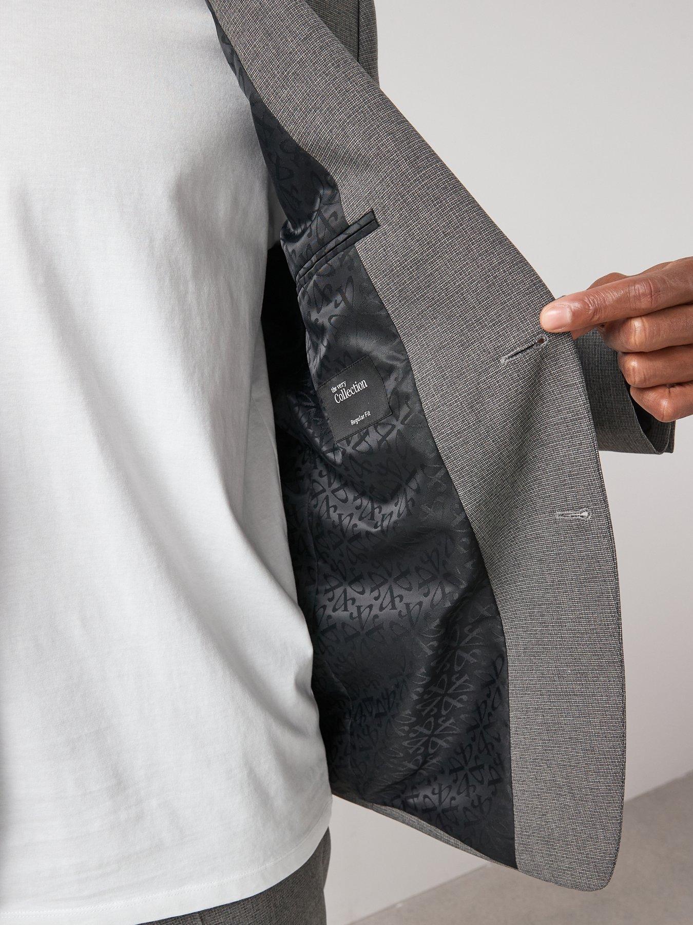 Image 4 of 7 of The Very Collection Regular Fit Single Breasted Textured Suit Jacket - Grey
