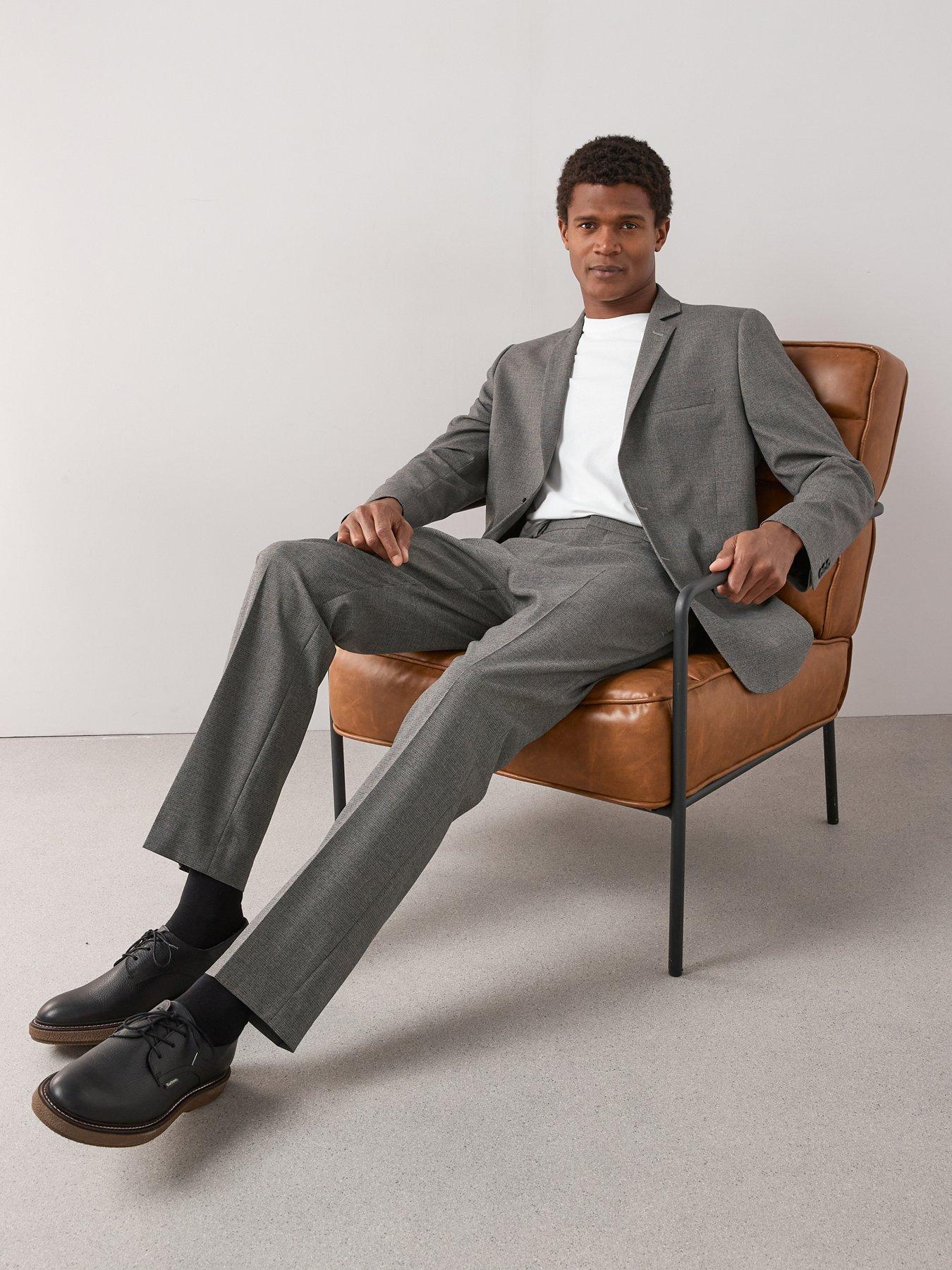 Image 6 of 7 of The Very Collection Regular Fit Single Breasted Textured Suit Jacket - Grey