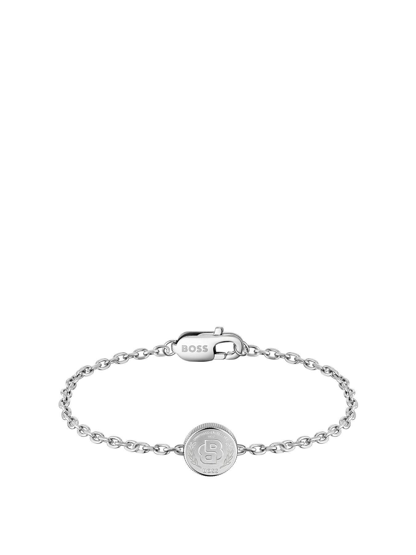BOSS Gents Double B Medallion Bracelet - Silver